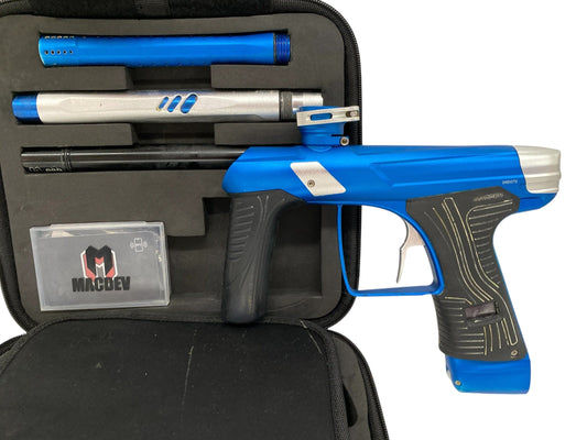 Used MACDEV DRD Blue/Silver Paintball Gun Paintball Gun from CPXBrosPaintball Buy/Sell/Trade Paintball Markers, New Paintball Guns, Paintball Hoppers, Paintball Masks, and Hormesis Headbands