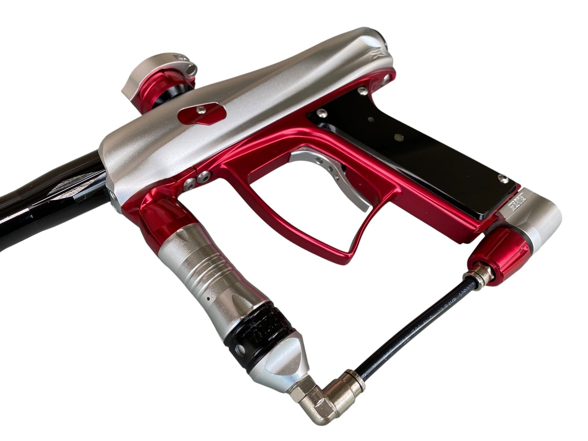 Used MacDev Droid Paintball Gun Silver Red Paintball Gun from CPXBrosPaintball Buy/Sell/Trade Paintball Markers, New Paintball Guns, Paintball Hoppers, Paintball Masks, and Hormesis Headbands