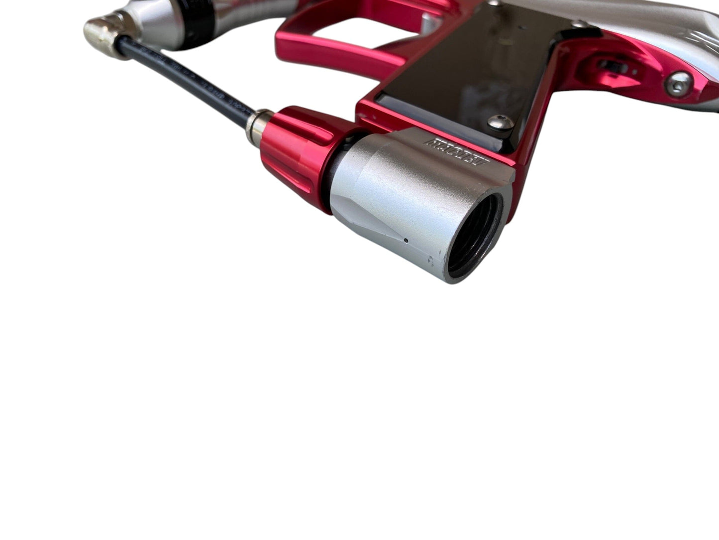 Used MacDev Droid Paintball Gun Silver Red Paintball Gun from CPXBrosPaintball Buy/Sell/Trade Paintball Markers, New Paintball Guns, Paintball Hoppers, Paintball Masks, and Hormesis Headbands