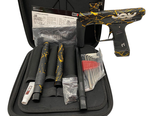 Used MacDev Gt2 Joy Division Paintball Gun Black/Gold Splash Paintball Gun from CPXBrosPaintball Buy/Sell/Trade Paintball Markers, New Paintball Guns, Paintball Hoppers, Paintball Masks, and Hormesis Headbands