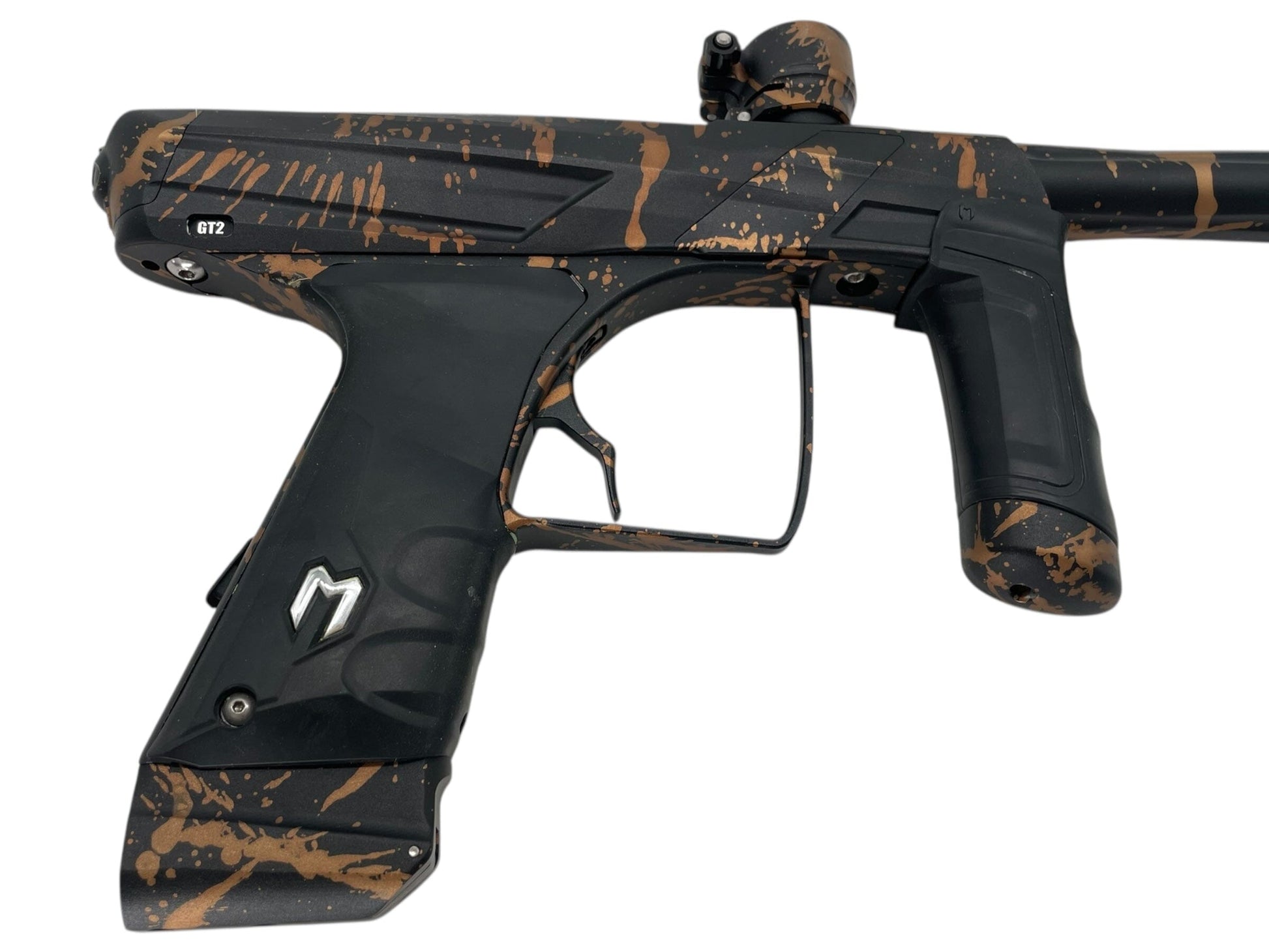 Used Macdev Gt2 Paintball Gun Black/Orange Splash Paintball Gun from CPXBrosPaintball Buy/Sell/Trade Paintball Markers, New Paintball Guns, Paintball Hoppers, Paintball Masks, and Hormesis Headbands