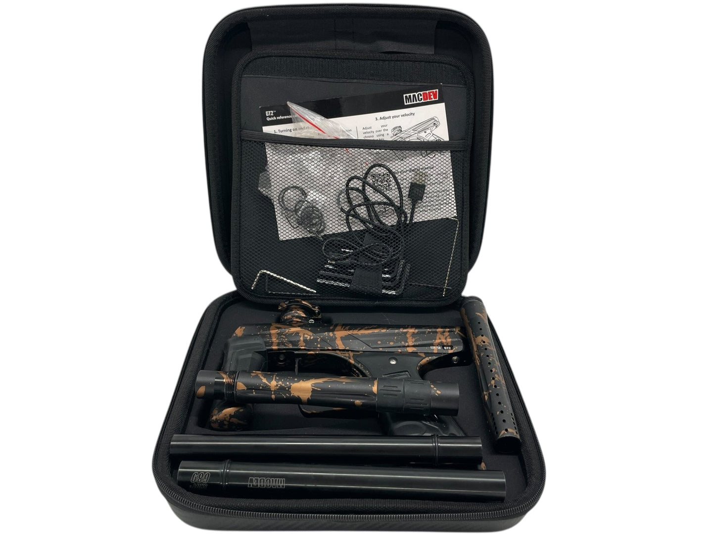 Used Macdev Gt2 Paintball Gun Black/Orange Splash Paintball Gun from CPXBrosPaintball Buy/Sell/Trade Paintball Markers, New Paintball Guns, Paintball Hoppers, Paintball Masks, and Hormesis Headbands