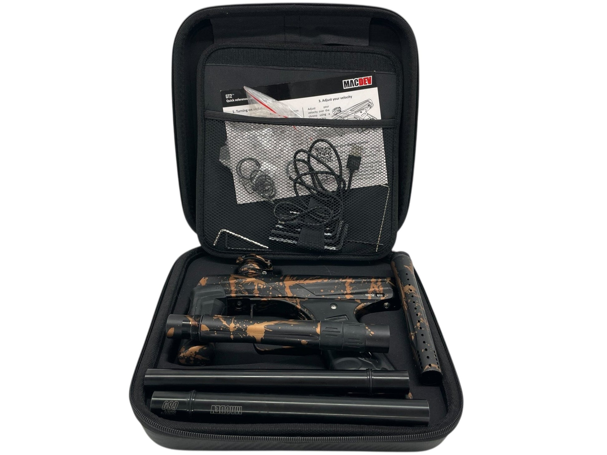 Used Macdev Gt2 Paintball Gun Black/Orange Splash Paintball Gun from CPXBrosPaintball Buy/Sell/Trade Paintball Markers, New Paintball Guns, Paintball Hoppers, Paintball Masks, and Hormesis Headbands