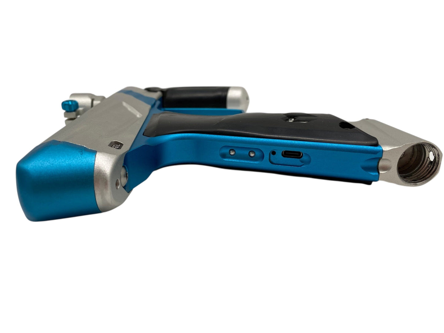 Used MacDev Gt2 Paintball Gun Silver/Teal Paintball Gun from CPXBrosPaintball Buy/Sell/Trade Paintball Markers, New Paintball Guns, Paintball Hoppers, Paintball Masks, and Hormesis Headbands