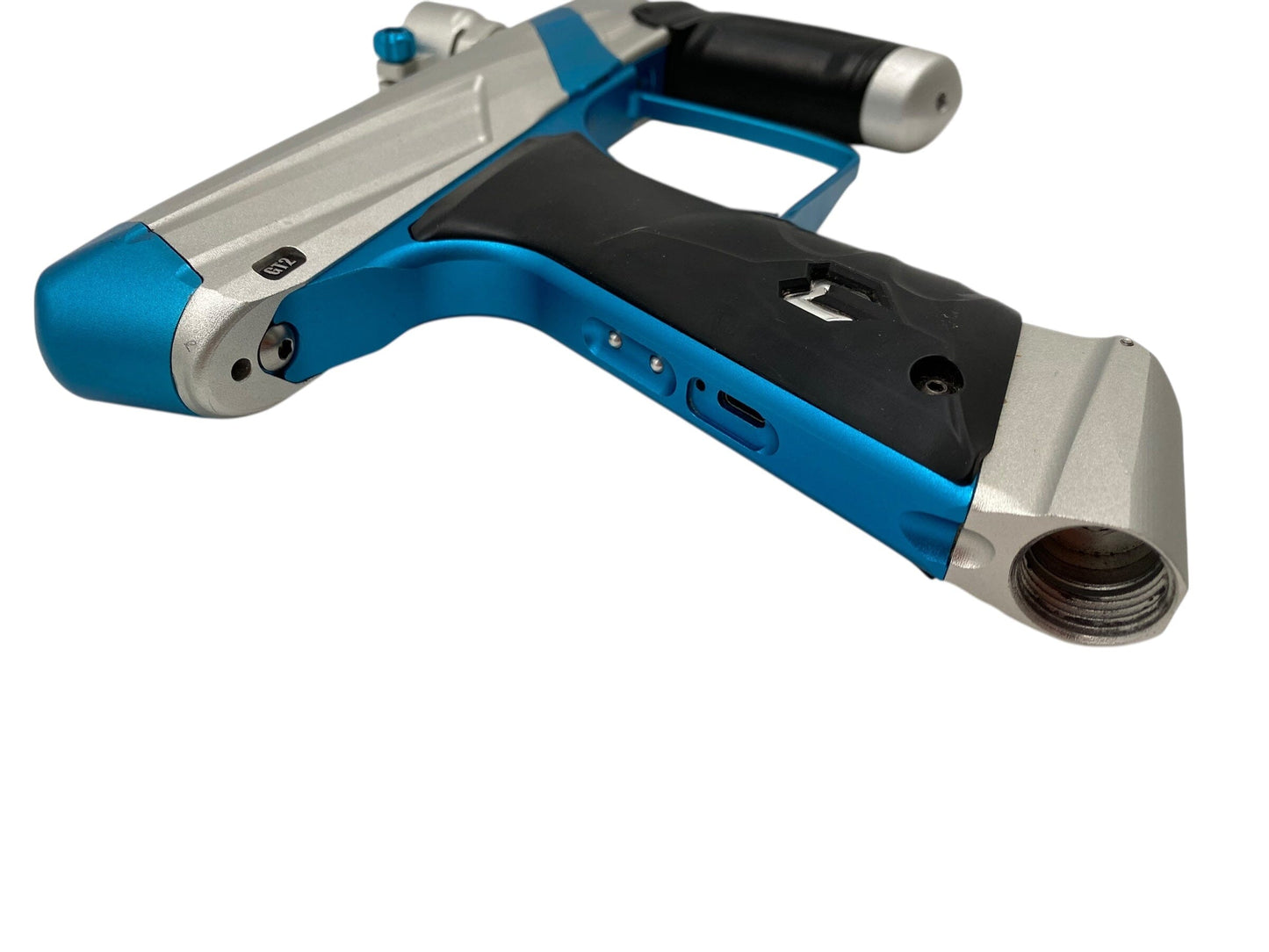 Used MacDev Gt2 Paintball Gun Silver/Teal Paintball Gun from CPXBrosPaintball Buy/Sell/Trade Paintball Markers, New Paintball Guns, Paintball Hoppers, Paintball Masks, and Hormesis Headbands