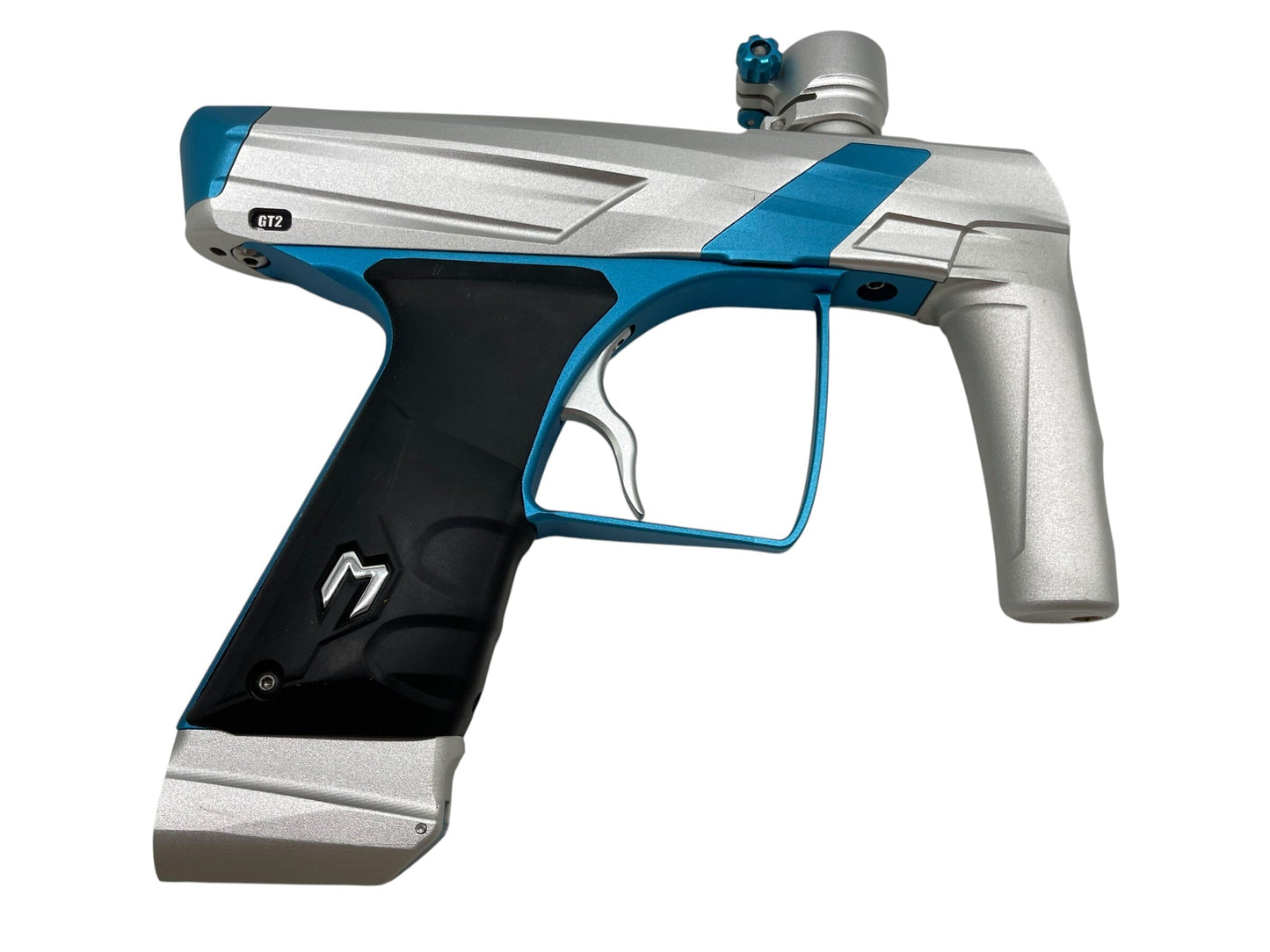 Used MacDev GT2 Paintball Gun Silver/Teal Paintball Gun from CPXBrosPaintball Buy/Sell/Trade Paintball Markers, New Paintball Guns, Paintball Hoppers, Paintball Masks, and Hormesis Headbands