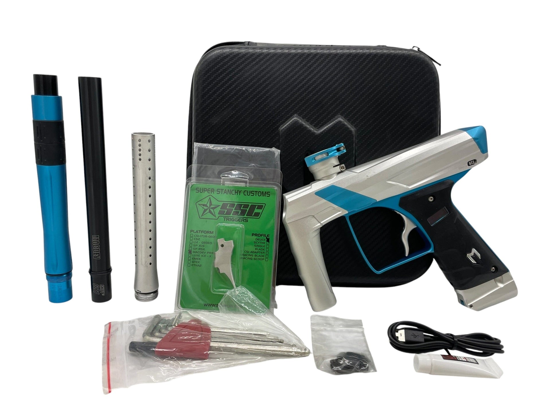 Used MacDev GT2 Paintball Gun Silver/Teal Paintball Gun from CPXBrosPaintball Buy/Sell/Trade Paintball Markers, New Paintball Guns, Paintball Hoppers, Paintball Masks, and Hormesis Headbands
