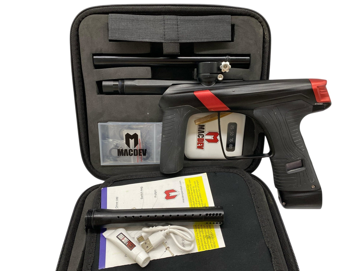 Used MacDev GTX Paintball Gun Black/Red Paintball Gun from CPXBrosPaintball Buy/Sell/Trade Paintball Markers, New Paintball Guns, Paintball Hoppers, Paintball Masks, and Hormesis Headbands