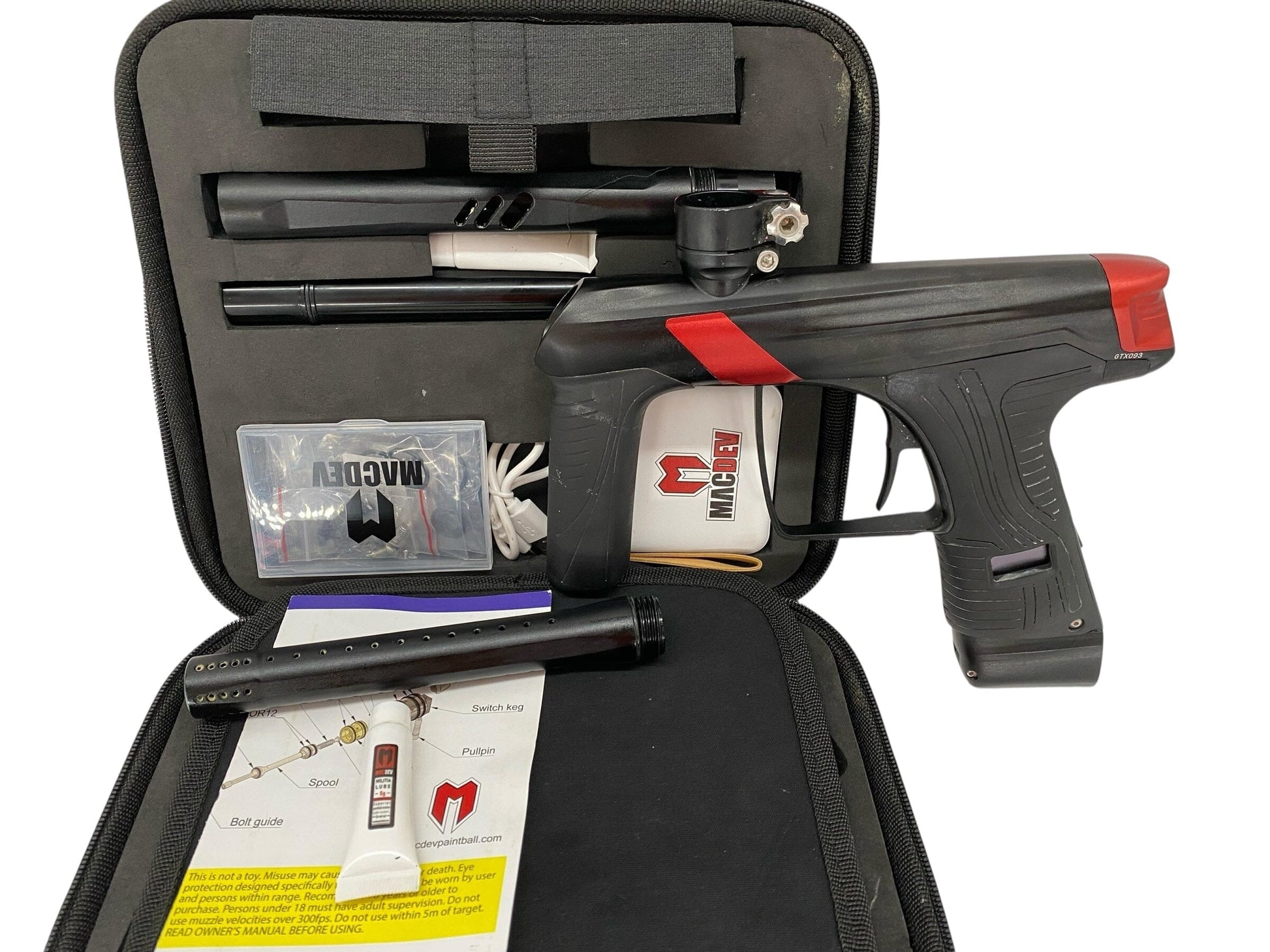 Used MacDev GTX Paintball Gun Black/Red Paintball Gun from CPXBrosPaintball Buy/Sell/Trade Paintball Markers, New Paintball Guns, Paintball Hoppers, Paintball Masks, and Hormesis Headbands