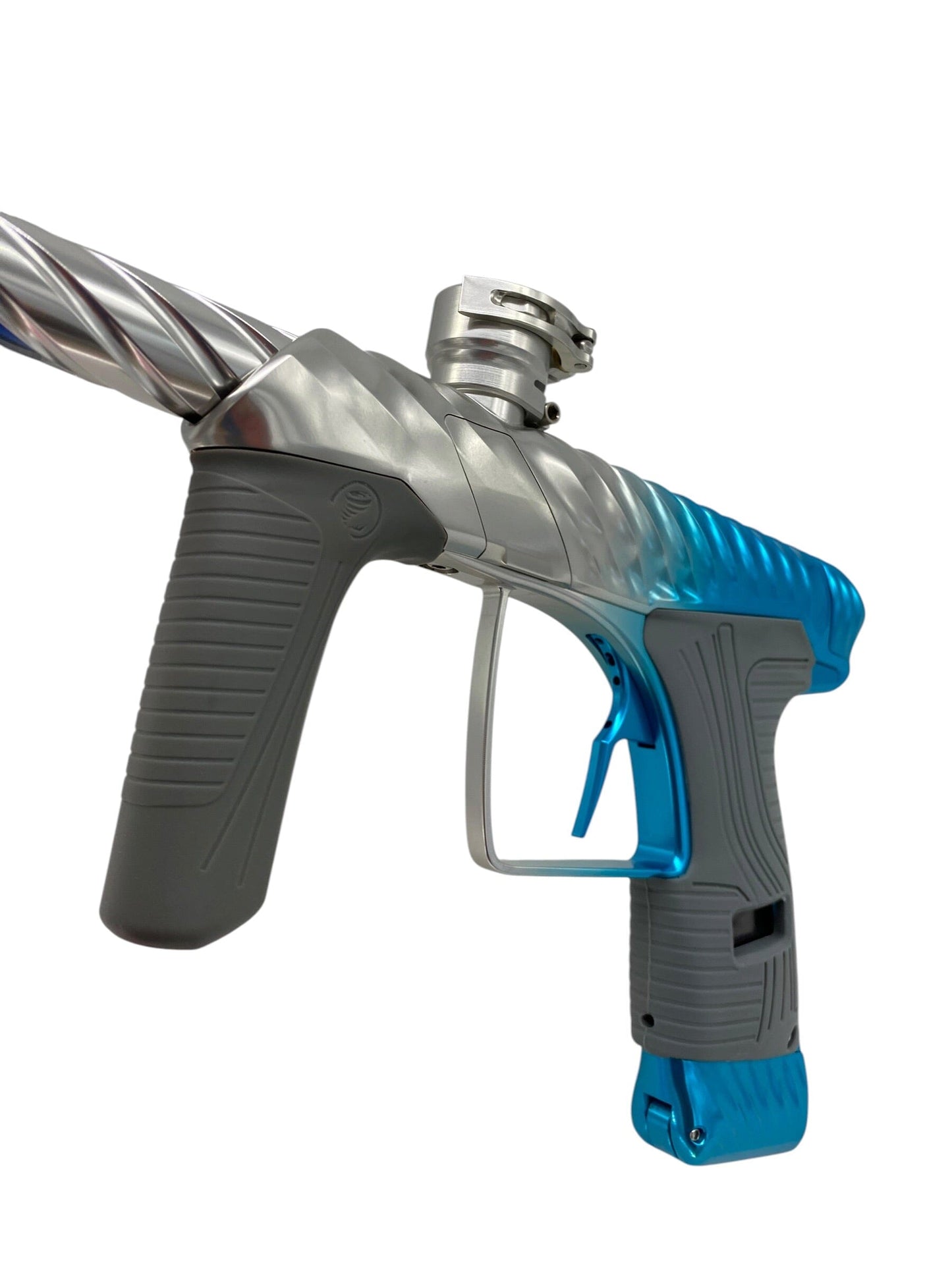 Used Macdev Twister Cyclone Paintball Gun Silver Blue Fade Paintball Gun from CPXBrosPaintball Buy/Sell/Trade Paintball Markers, New Paintball Guns, Paintball Hoppers, Paintball Masks, and Hormesis Headbands