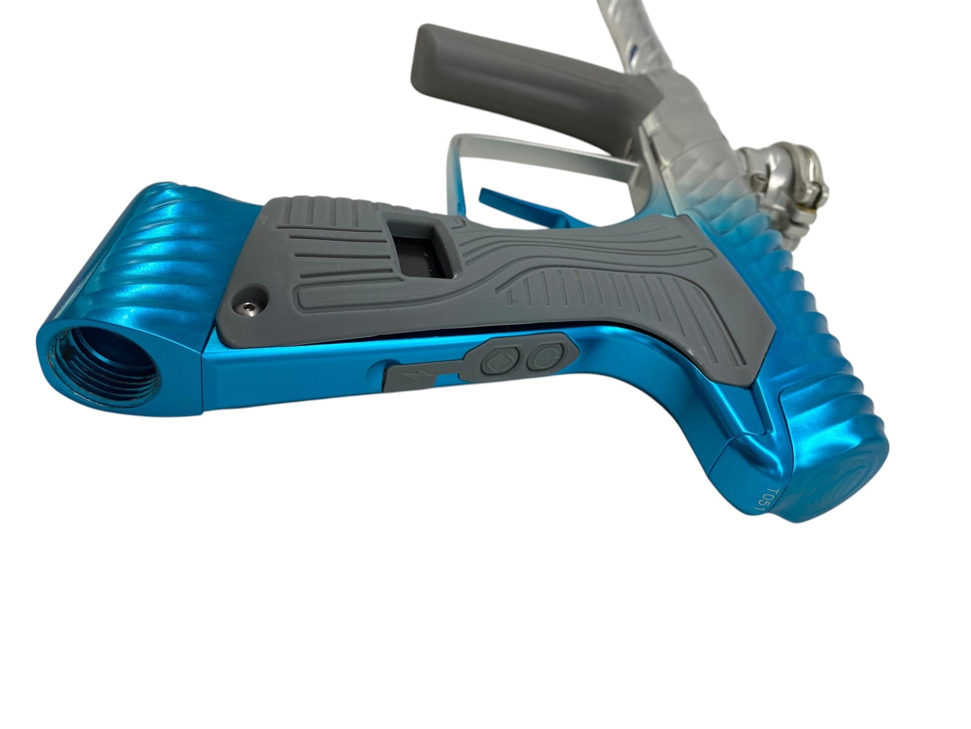 Used Macdev Twister Cyclone Paintball Gun Silver Blue Fade Paintball Gun from CPXBrosPaintball Buy/Sell/Trade Paintball Markers, New Paintball Guns, Paintball Hoppers, Paintball Masks, and Hormesis Headbands