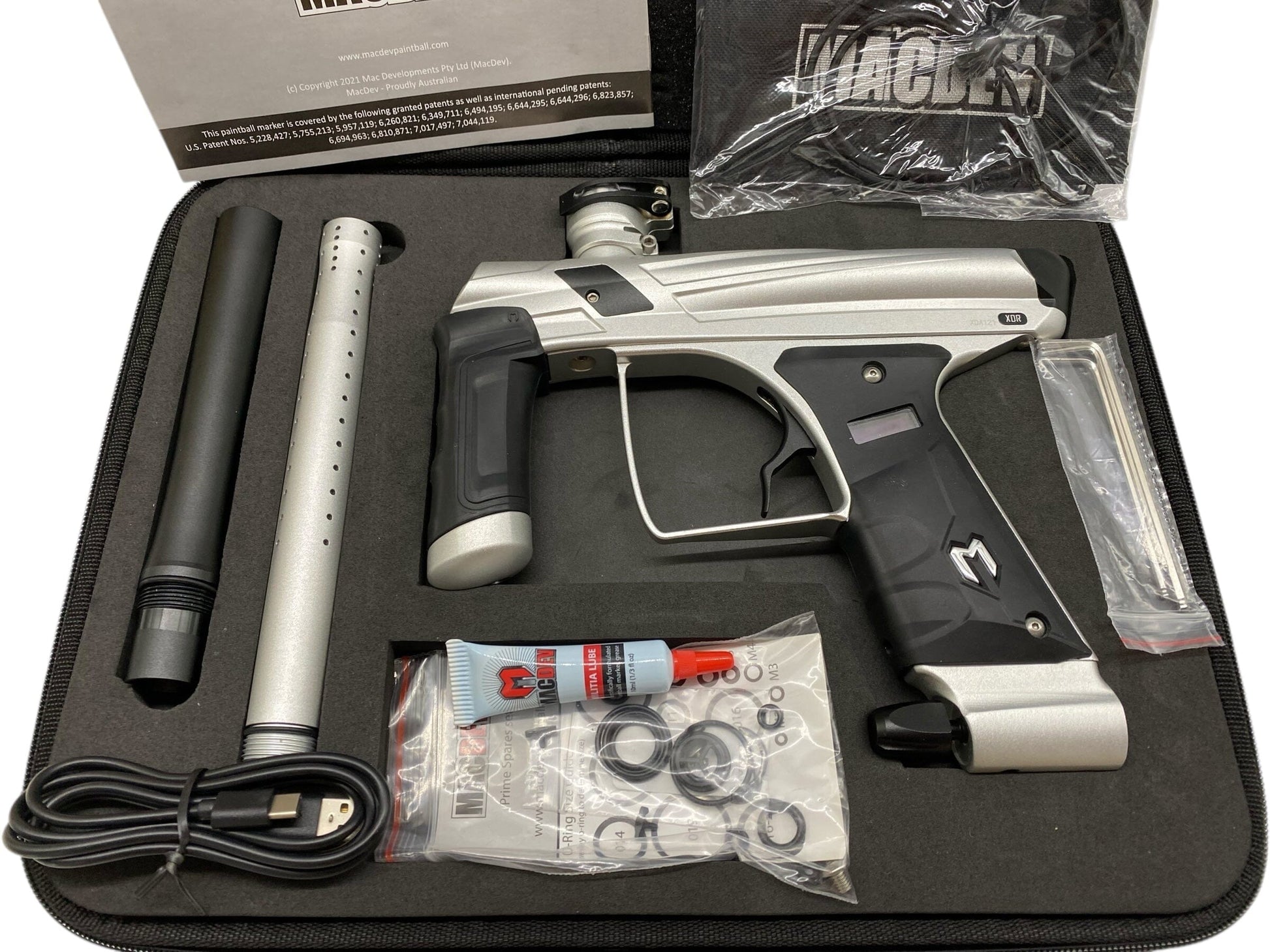 Used MacDev XDR Paintball Gun Silver/Black Paintball Gun from CPXBrosPaintball Buy/Sell/Trade Paintball Markers, New Paintball Guns, Paintball Hoppers, Paintball Masks, and Hormesis Headbands