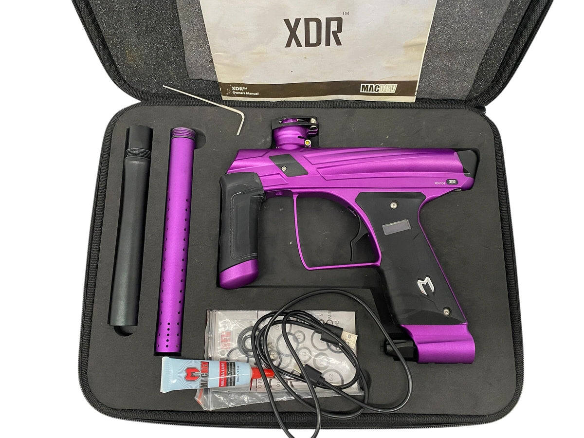 Used MacDev XDR Purple/Black W/ Matching Mech Frame Paintball Gun Paintball Gun from CPXBrosPaintball Buy/Sell/Trade Paintball Markers, New Paintball Guns, Paintball Hoppers, Paintball Masks, and Hormesis Headbands