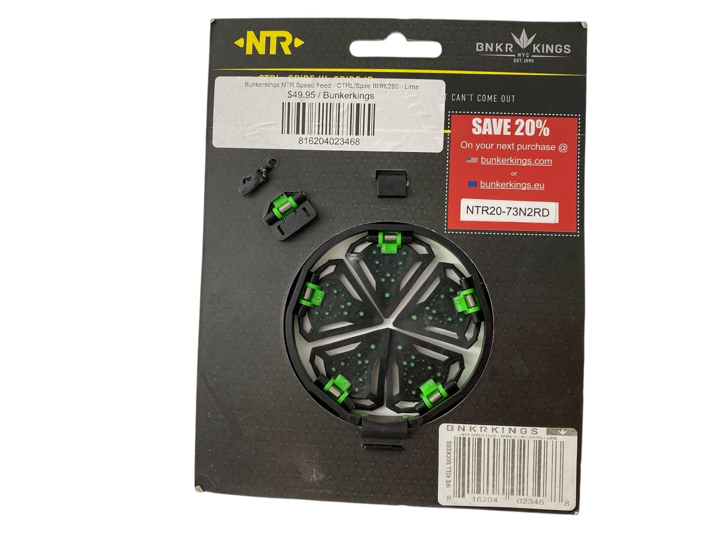 Used New Bunkerkings NTR Speed Feed - CTRL/Spire III/IR/280 - Green Paintball Gun from CPXBrosPaintball Buy/Sell/Trade Paintball Markers, New Paintball Guns, Paintball Hoppers, Paintball Masks, and Hormesis Headbands