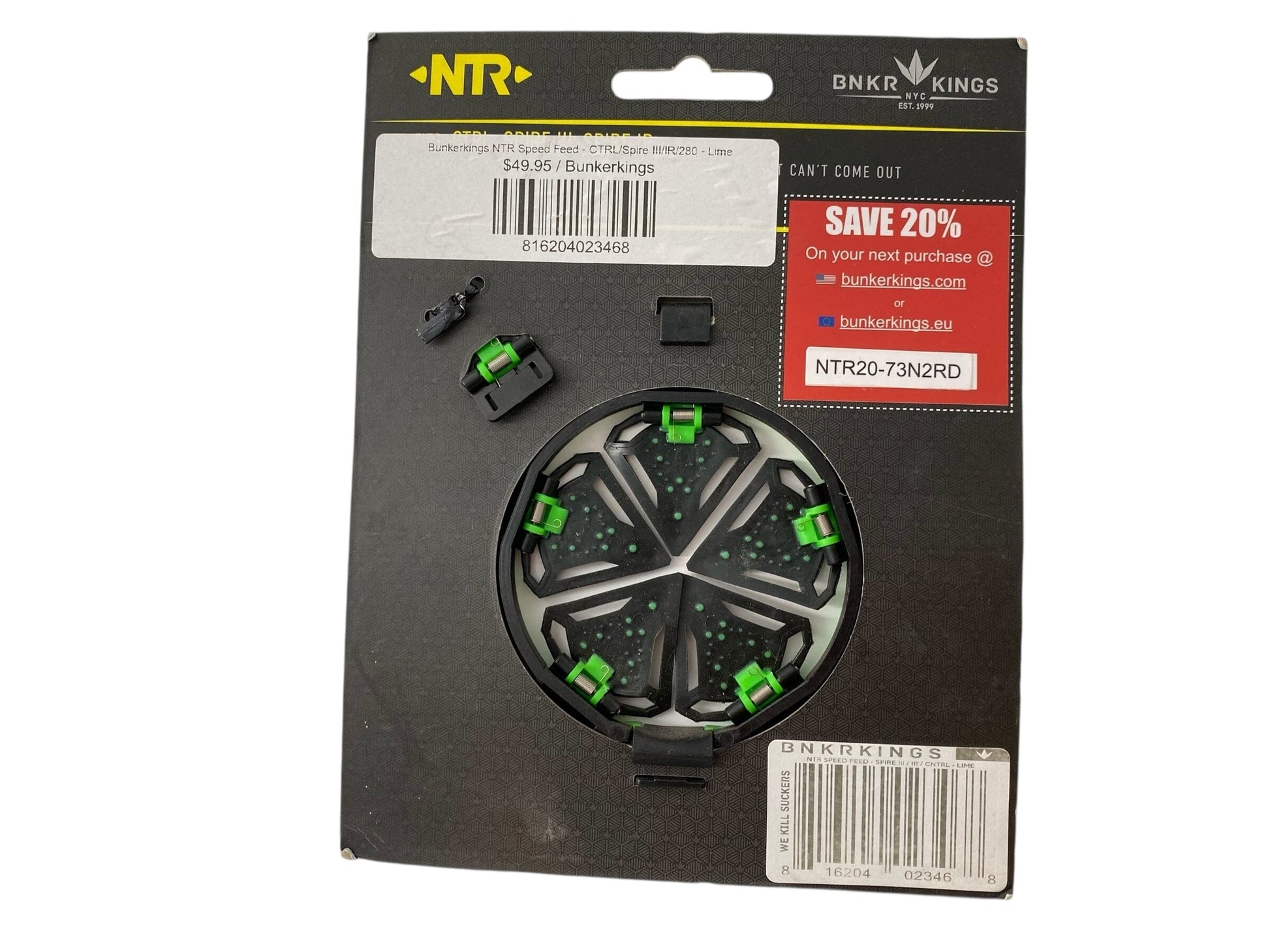 Used New Bunkerkings NTR Speed Feed - CTRL/Spire III/IR/280 - Green Paintball Gun from CPXBrosPaintball Buy/Sell/Trade Paintball Markers, New Paintball Guns, Paintball Hoppers, Paintball Masks, and Hormesis Headbands