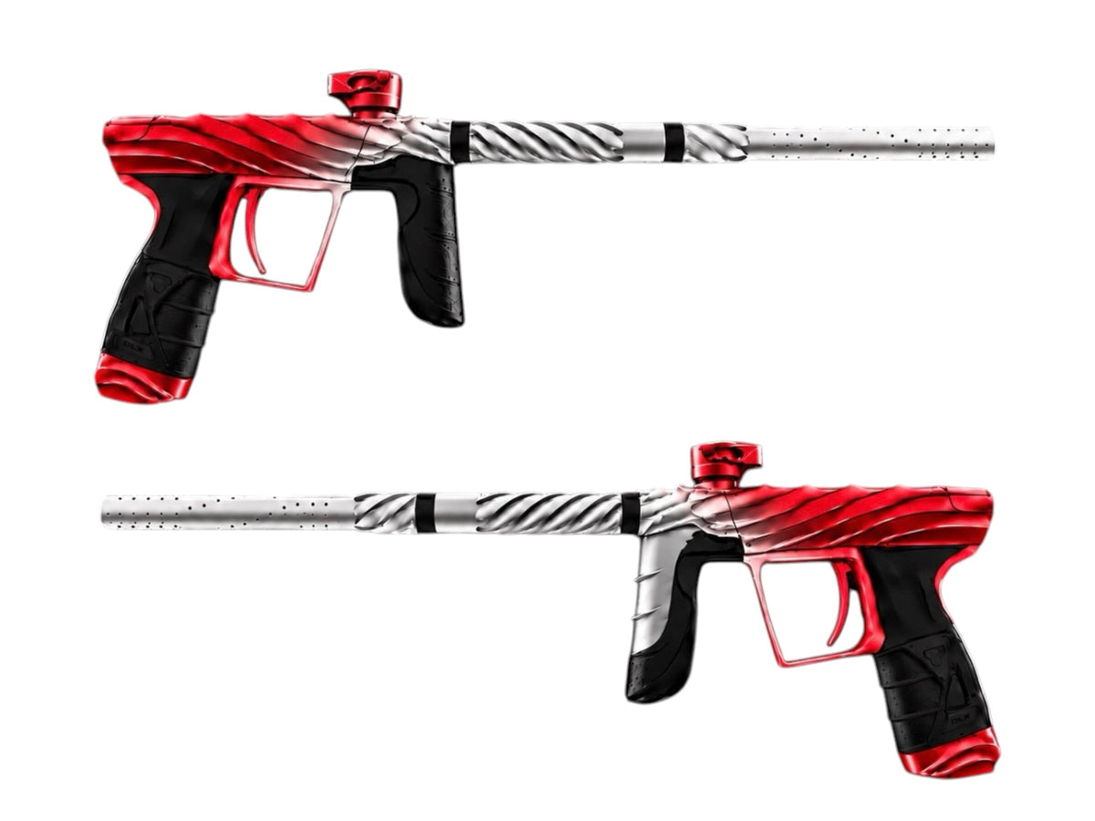 Used New Dlx/Method/Twister Luxe Aire “Red Dawn” Gloss Red To Silver Paintball Gun Paintball Gun from CPXBrosPaintball Buy/Sell/Trade Paintball Markers, New Paintball Guns, Paintball Hoppers, Paintball Masks, and Hormesis Headbands