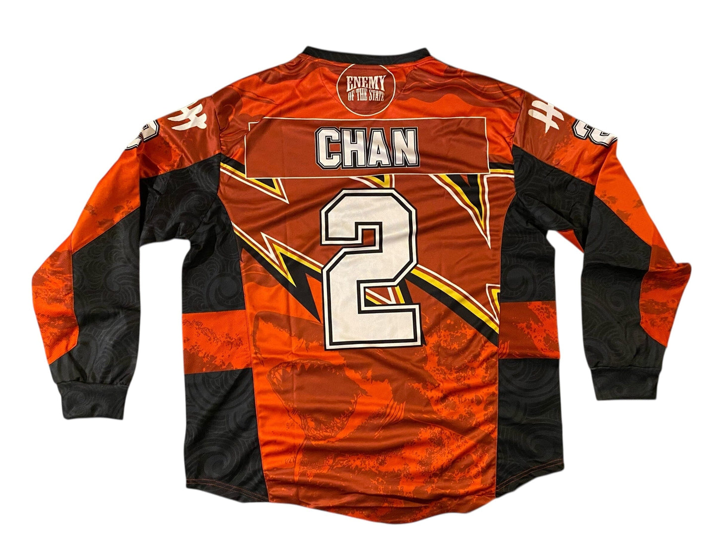 Used NEW ENEMY OF THE STATE “THE SHARKS” #2 Reinforced Jersey - Size XL Paintball Gun from CPXBrosPaintball Buy/Sell/Trade Paintball Markers, New Paintball Guns, Paintball Hoppers, Paintball Masks, and Hormesis Headbands