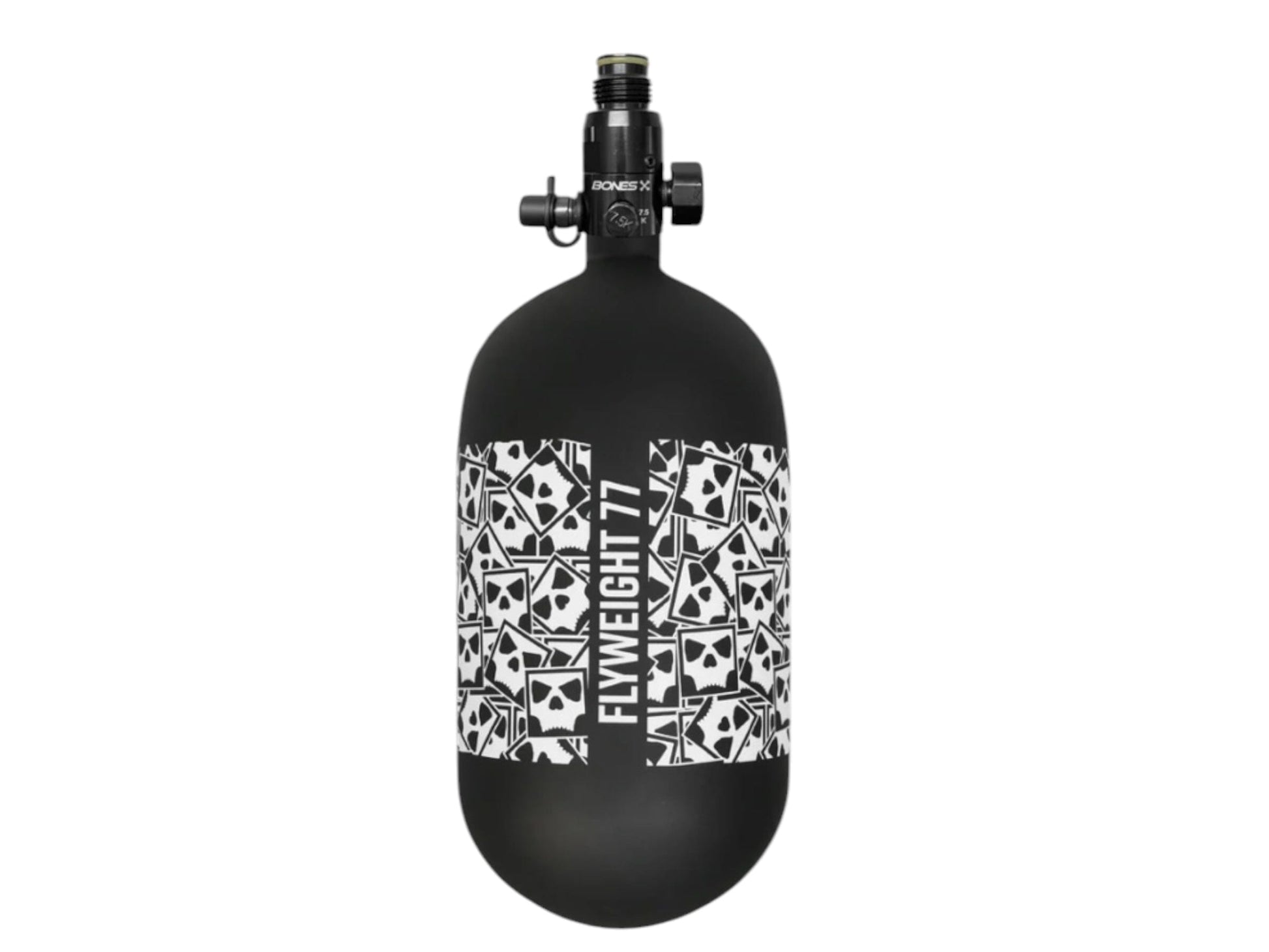 Used NEW FLYWEIGHT BONES AIR SYSTEM TANK 77CI BLACK/WHITE Paintball Gun from CPXBrosPaintball Buy/Sell/Trade Paintball Markers, New Paintball Guns, Paintball Hoppers, Paintball Masks, and Hormesis Headbands