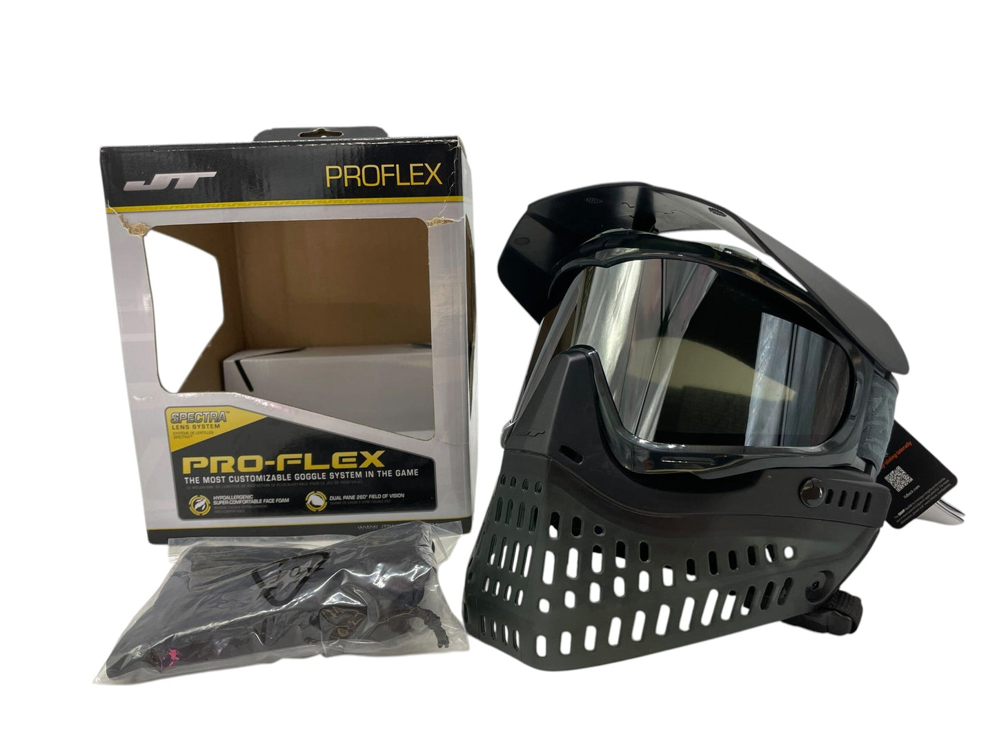 Used NEW JT Proflex Black W/ Woven Strap Paintball Mask Paintball Gun from CPXBrosPaintball Buy/Sell/Trade Paintball Markers, New Paintball Guns, Paintball Hoppers, Paintball Masks, and Hormesis Headbands