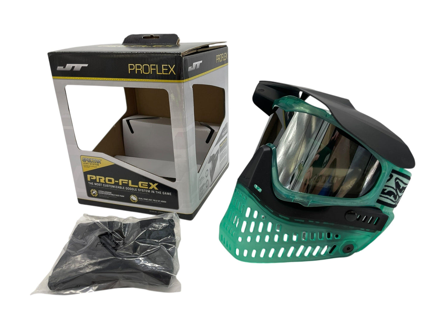 Used NEW Jt Proflex Ice Series Teal with Chrome Lens Paintball Mask Goggles Paintball Gun from CPXBrosPaintball Buy/Sell/Trade Paintball Markers, New Paintball Guns, Paintball Hoppers, Paintball Masks, and Hormesis Headbands