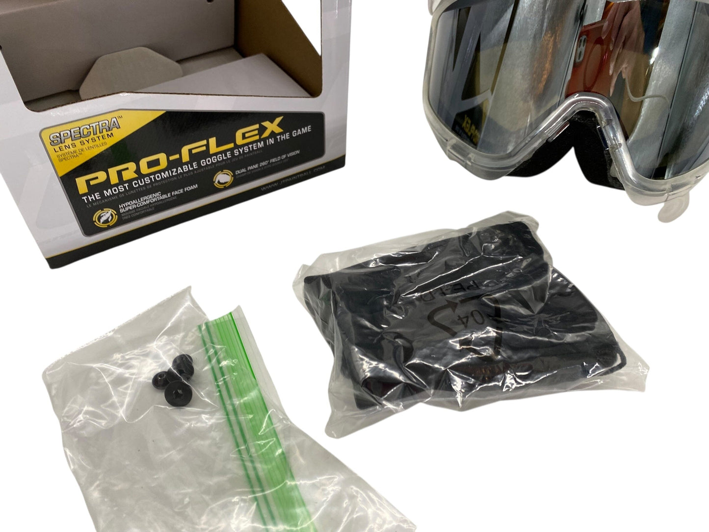 Used NEW JT Spectra Profex Goggle System - Standard Profex White Out with Chrome -(23211): NO BOTTOM Paintball Gun from CPXBrosPaintball Buy/Sell/Trade Paintball Markers, New Paintball Guns, Paintball Hoppers, Paintball Masks, and Hormesis Headbands