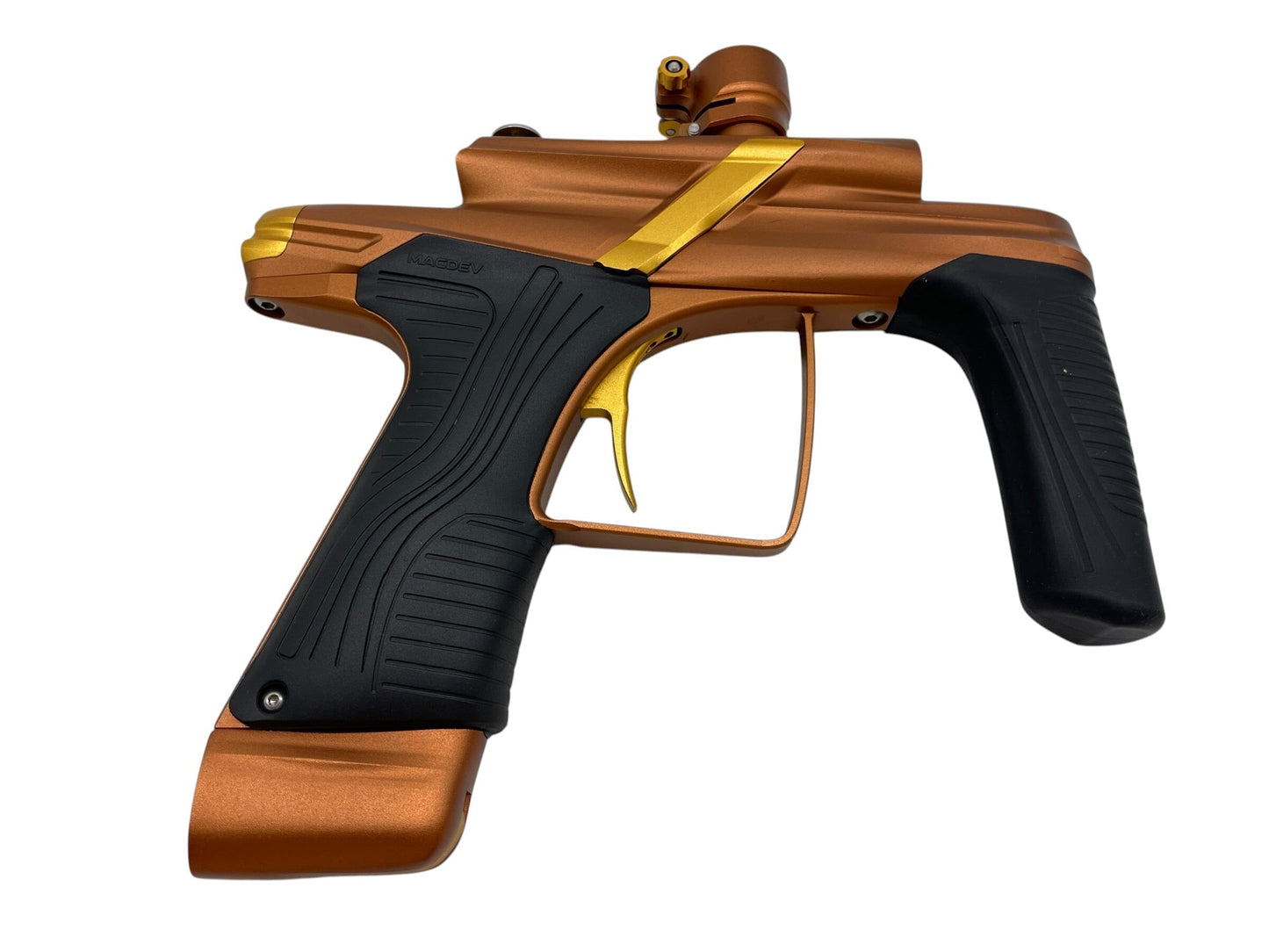 Used NEW Macdev Cyborg X Bronze/Gold Limited Edition Paintball Gun Paintball Gun from CPXBrosPaintball Buy/Sell/Trade Paintball Markers, New Paintball Guns, Paintball Hoppers, Paintball Masks, and Hormesis Headbands