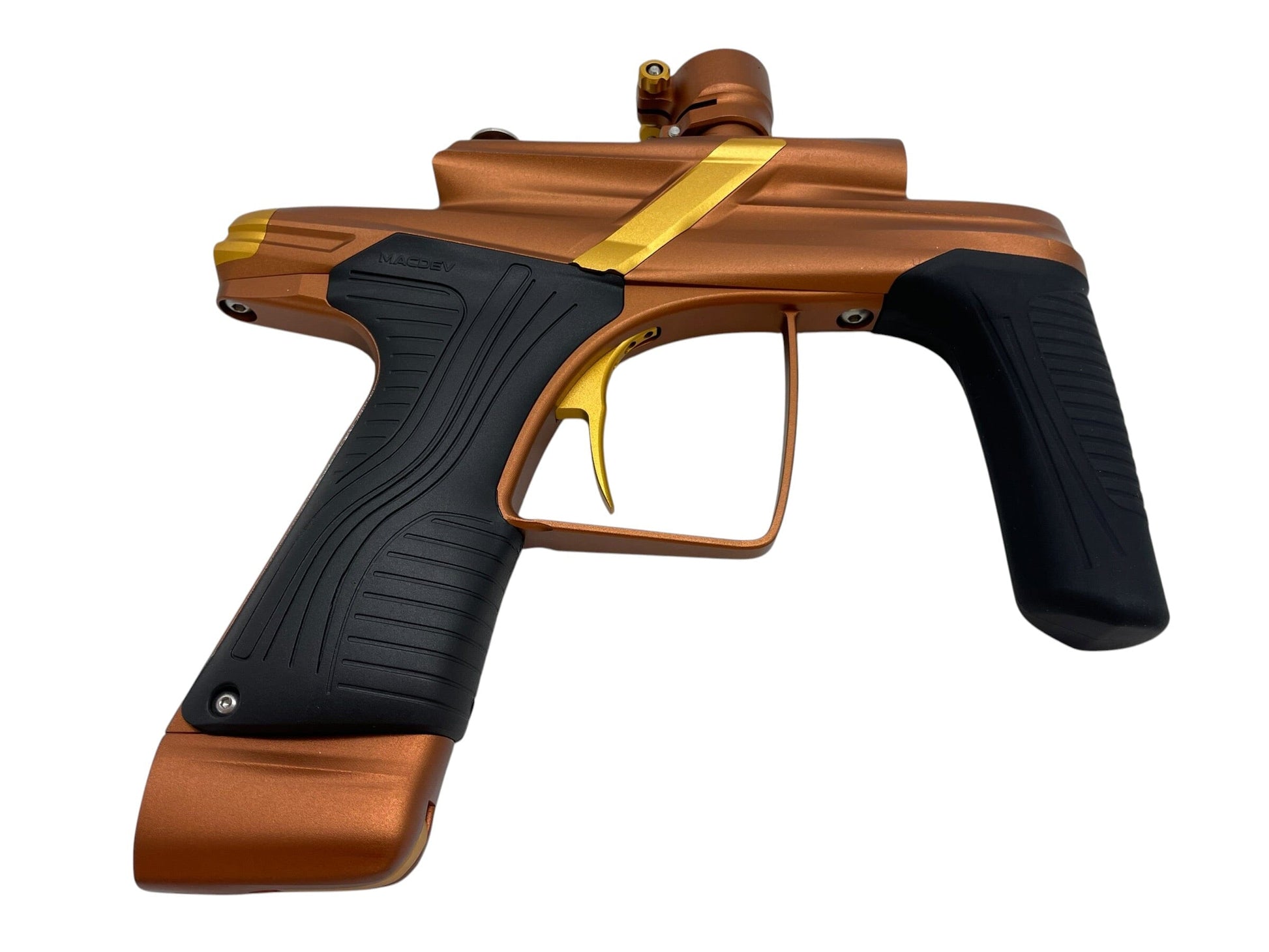 Used NEW Macdev Cyborg X Bronze/Gold Limited Edition Paintball Gun Paintball Gun from CPXBrosPaintball Buy/Sell/Trade Paintball Markers, New Paintball Guns, Paintball Hoppers, Paintball Masks, and Hormesis Headbands