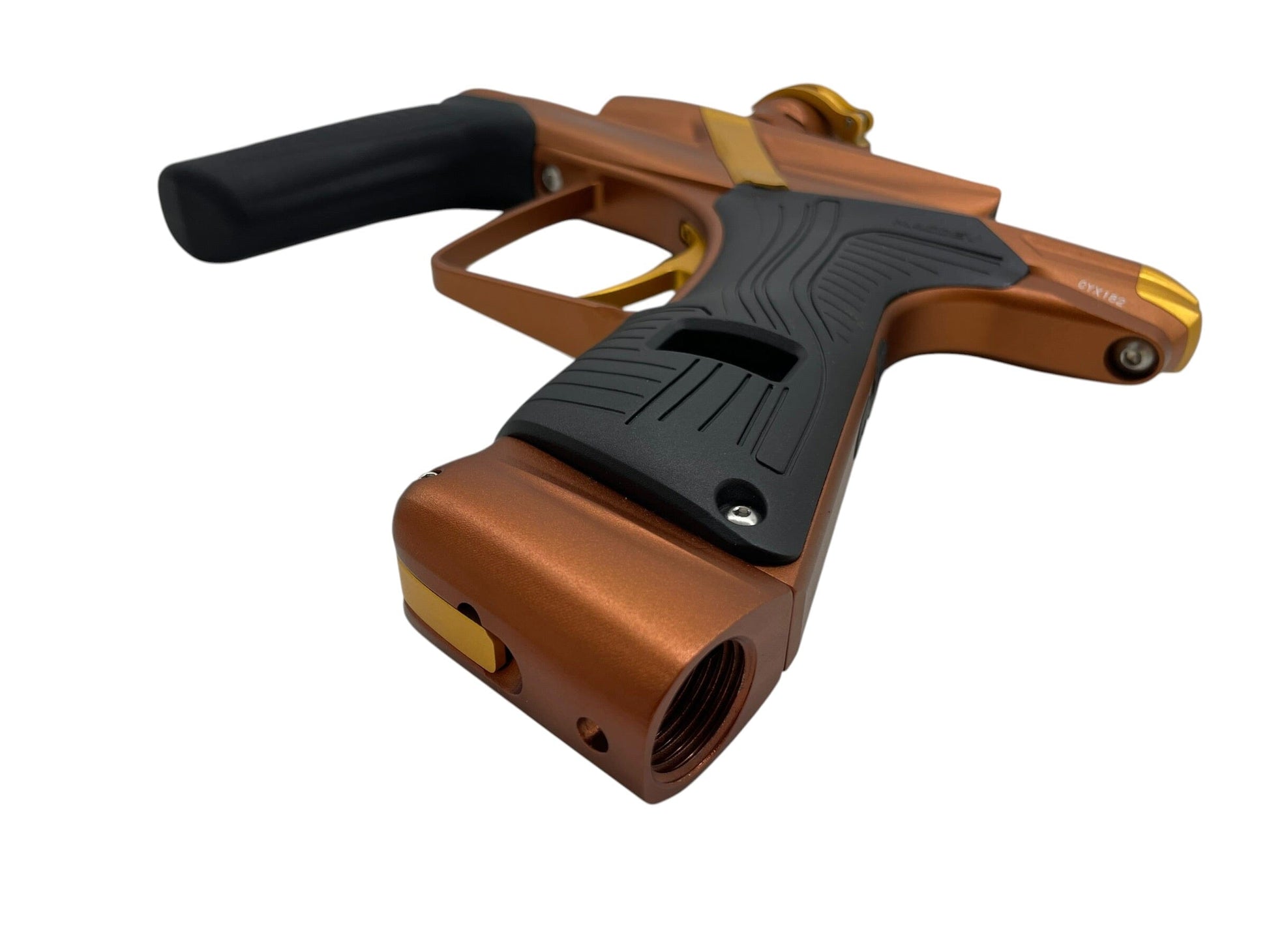 Used NEW Macdev Cyborg X Bronze/Gold Limited Edition Paintball Gun Paintball Gun from CPXBrosPaintball Buy/Sell/Trade Paintball Markers, New Paintball Guns, Paintball Hoppers, Paintball Masks, and Hormesis Headbands