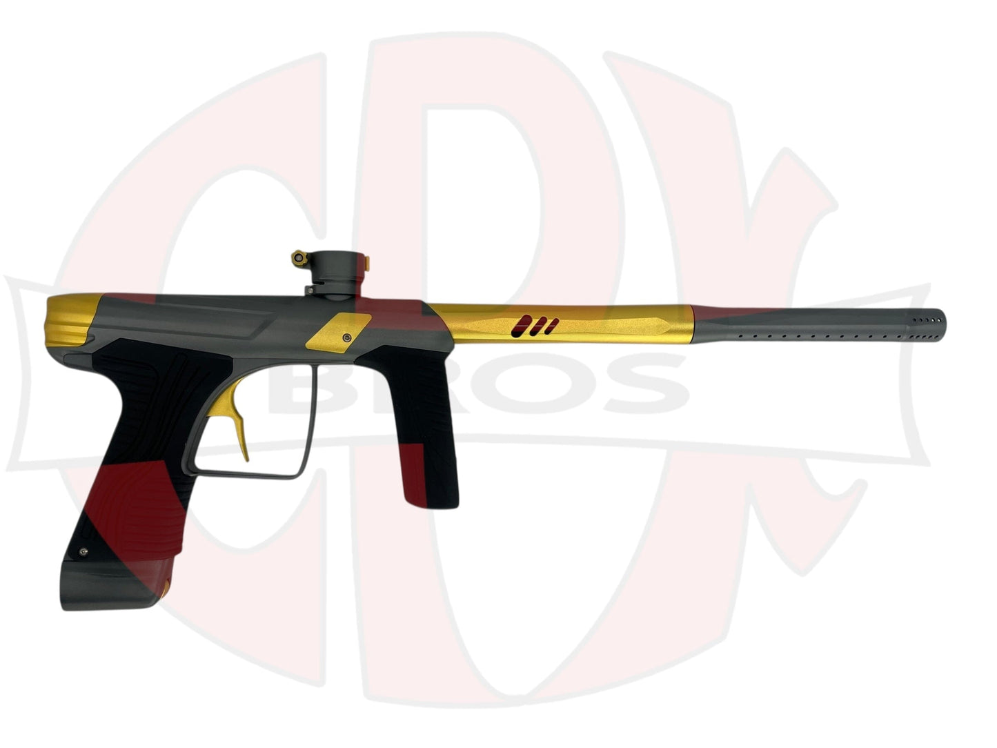 Used NEW Macdev Droid Gray / Gold Paintball Gun Paintball Gun from CPXBrosPaintball Buy/Sell/Trade Paintball Markers, New Paintball Guns, Paintball Hoppers, Paintball Masks, and Hormesis Headbands