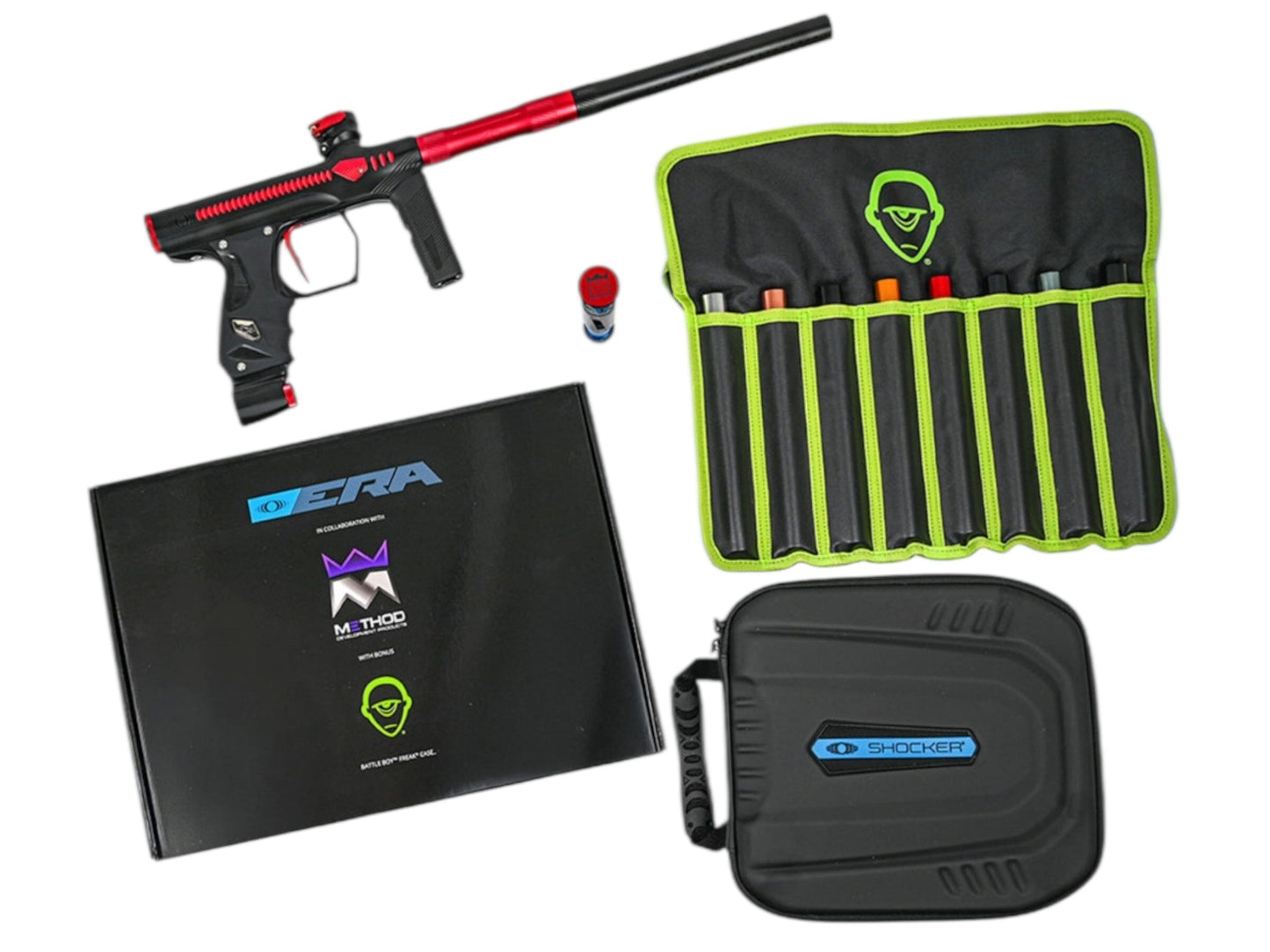 Used NEW Method SP Shocker Era Paintball Gun - Black/Red Paintball Gun from CPXBrosPaintball Buy/Sell/Trade Paintball Markers, New Paintball Guns, Paintball Hoppers, Paintball Masks, and Hormesis Headbands