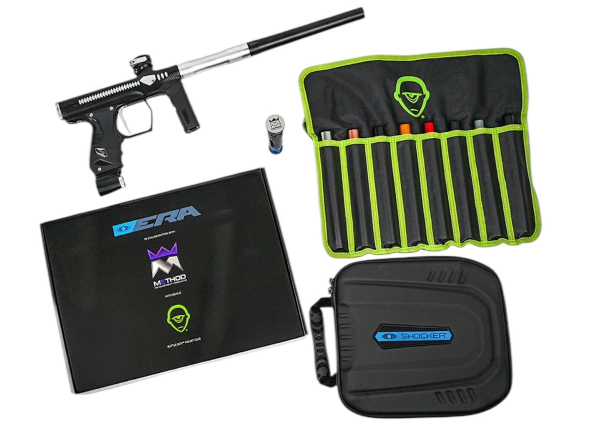 Used NEW Method SP Shocker Era Paintball Gun - Black/Silver Paintball Gun from CPXBrosPaintball Buy/Sell/Trade Paintball Markers, New Paintball Guns, Paintball Hoppers, Paintball Masks, and Hormesis Headbands