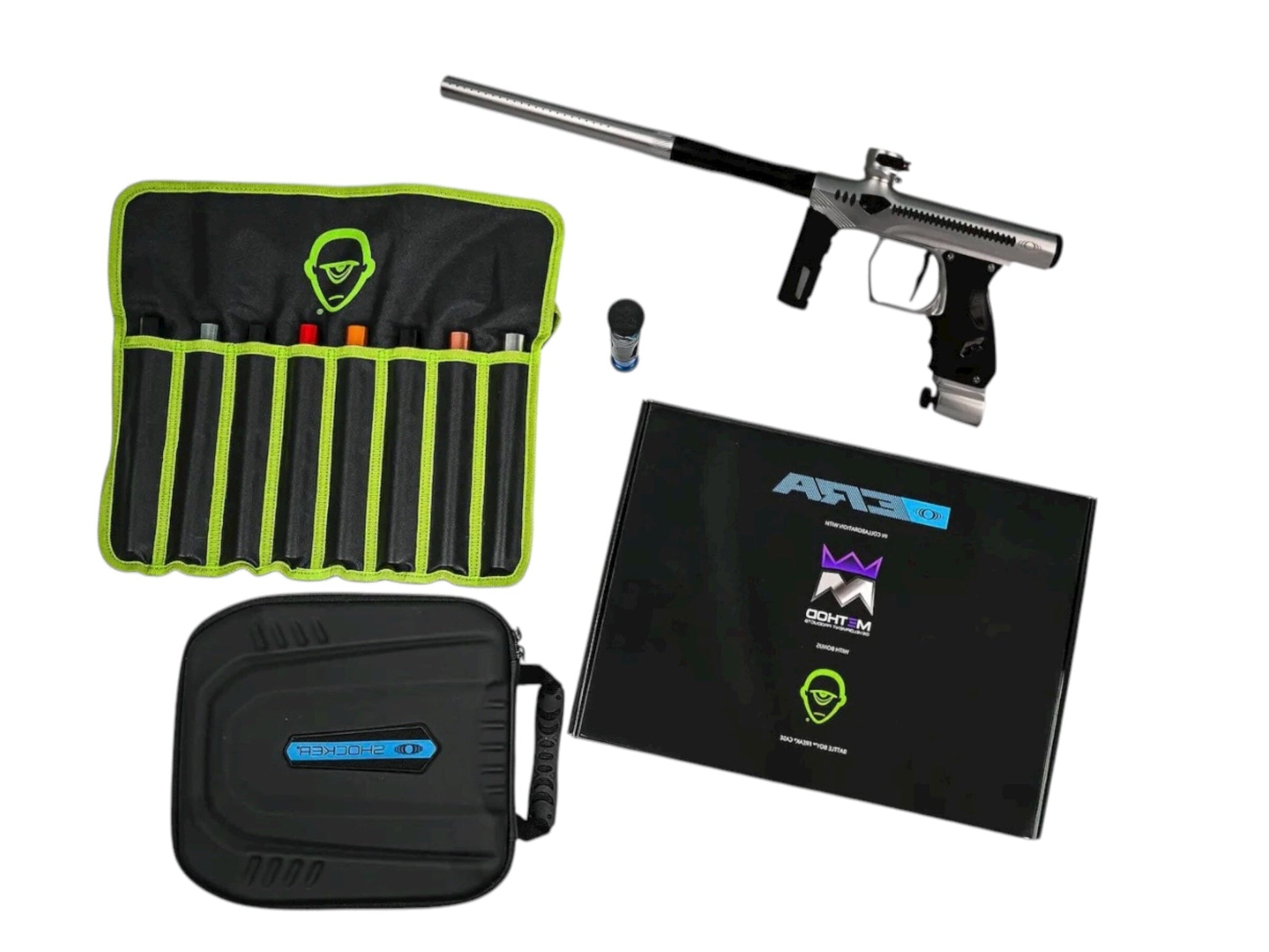 Used NEW Method SP Shocker Era Paintball Gun - Silver/Black Paintball Gun from CPXBrosPaintball Buy/Sell/Trade Paintball Markers, New Paintball Guns, Paintball Hoppers, Paintball Masks, and Hormesis Headbands