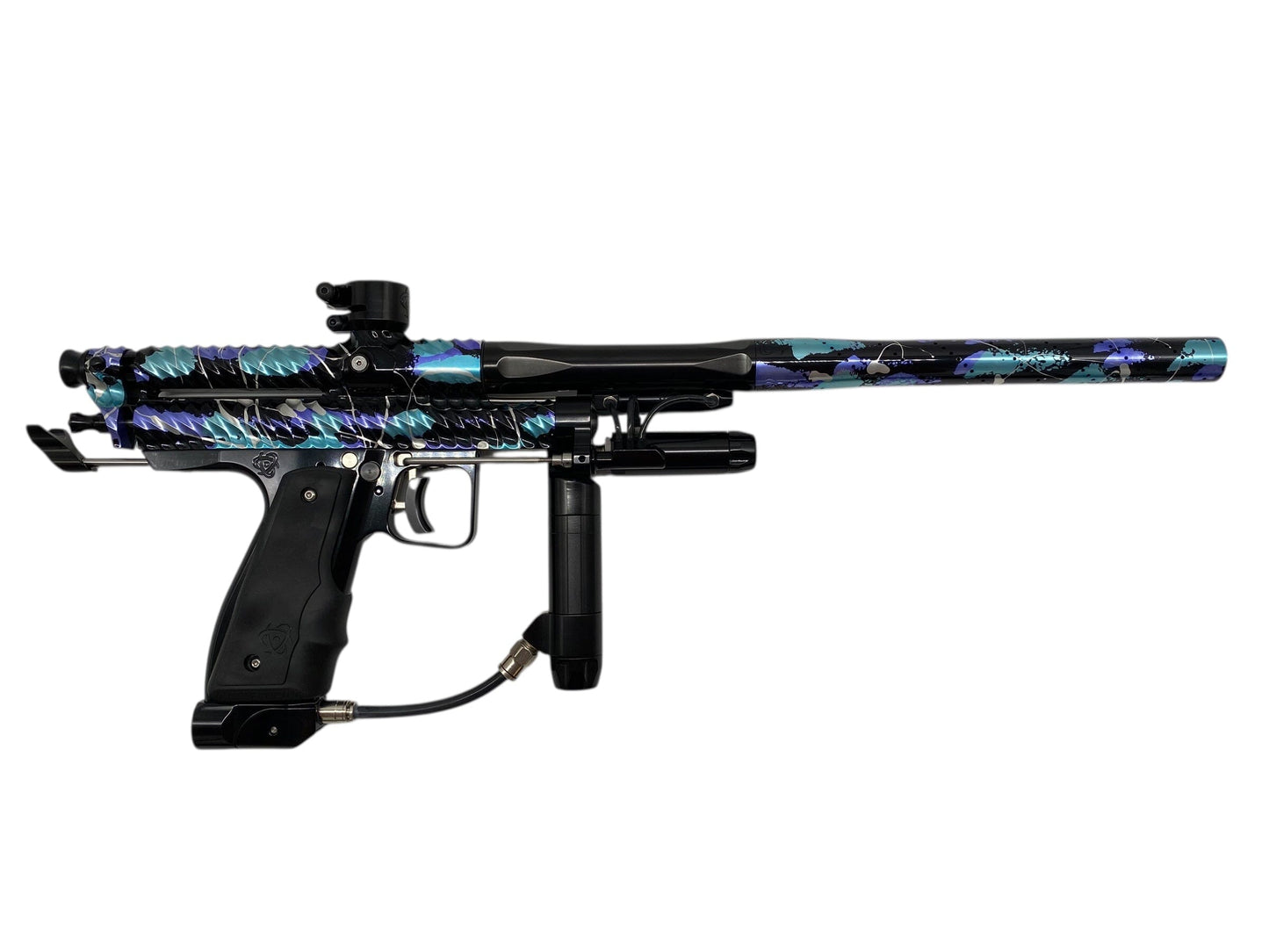 Used New Twister x Inception Auto Cocker - Polished Electric Skies Splash ER Paintball Gun from CPXBrosPaintball Buy/Sell/Trade Paintball Markers, New Paintball Guns, Paintball Hoppers, Paintball Masks, and Hormesis Headbands