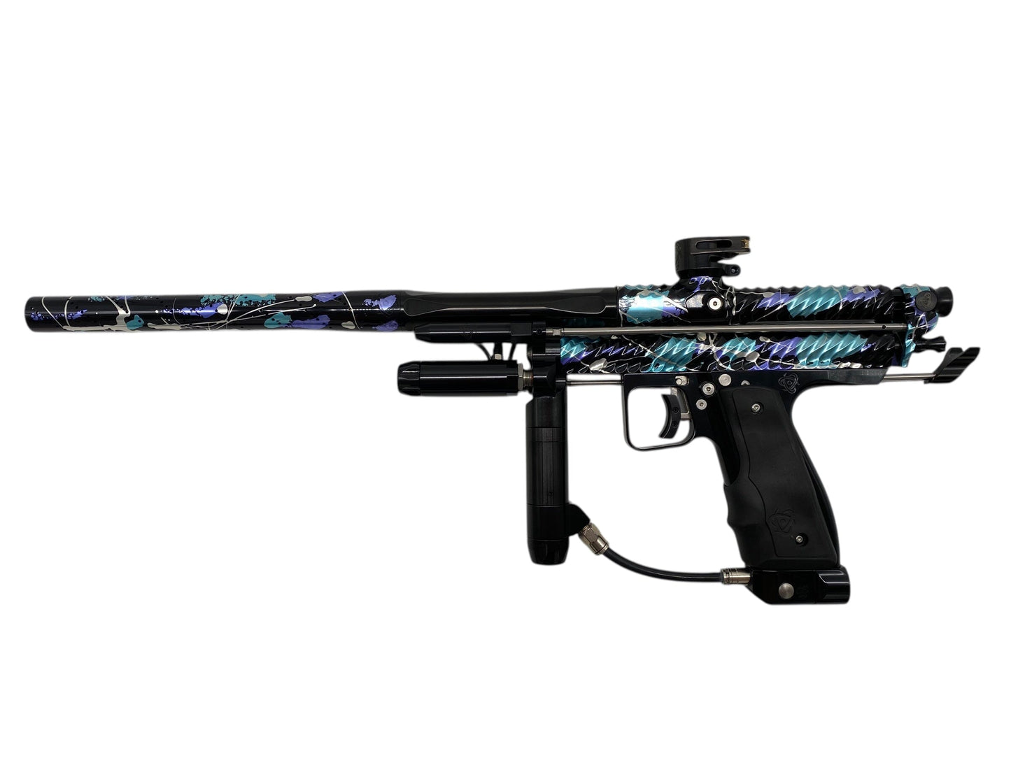 Used New Twister x Inception Auto Cocker - Polished Electric Skies Splash ER Paintball Gun from CPXBrosPaintball Buy/Sell/Trade Paintball Markers, New Paintball Guns, Paintball Hoppers, Paintball Masks, and Hormesis Headbands