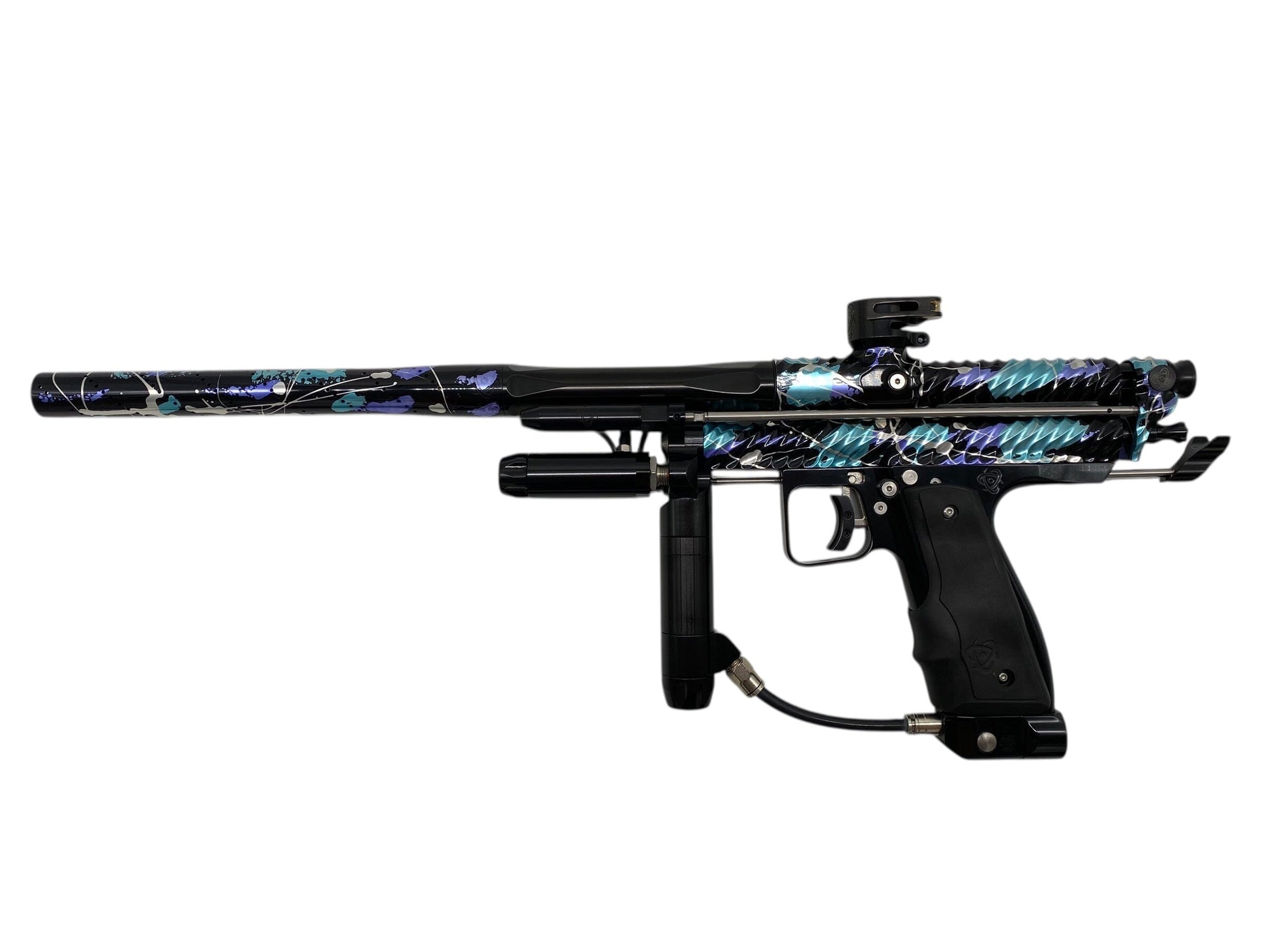 Used New Twister x Inception Auto Cocker - Polished Electric Skies Splash ER Paintball Gun from CPXBrosPaintball Buy/Sell/Trade Paintball Markers, New Paintball Guns, Paintball Hoppers, Paintball Masks, and Hormesis Headbands
