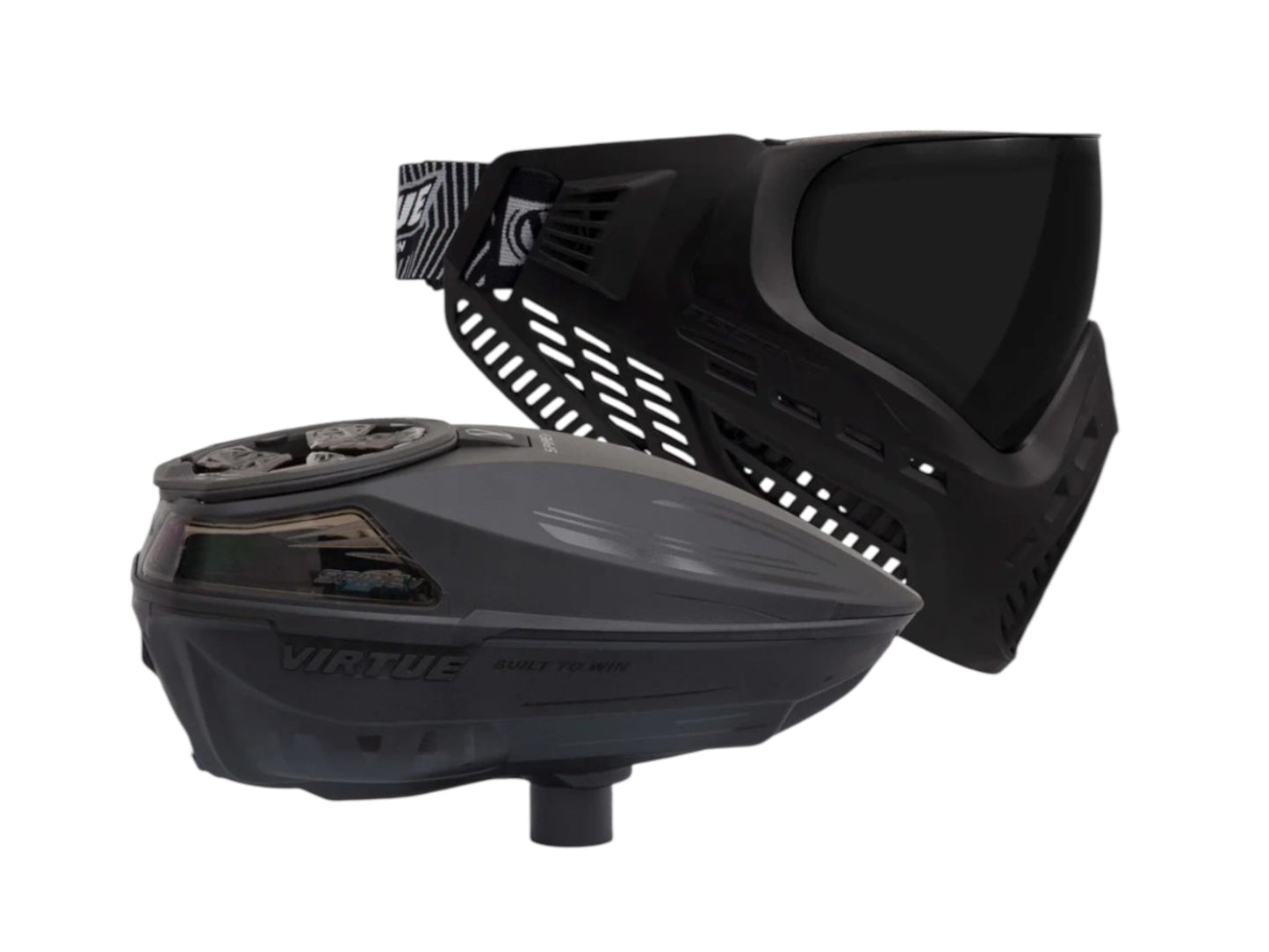 Used NEW Virtue Spire V Loader - Black & VIO Ascend Goggle - Black Bundle Paintball Gun from CPXBrosPaintball Buy/Sell/Trade Paintball Markers, New Paintball Guns, Paintball Hoppers, Paintball Masks, and Hormesis Headbands