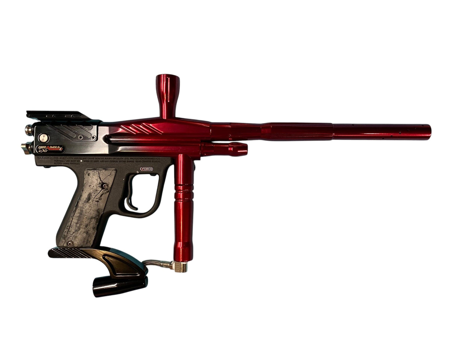 Used Piranha EXT Black to Red Paintball Gun Paintball Gun from CPXBrosPaintball Buy/Sell/Trade Paintball Markers, New Paintball Guns, Paintball Hoppers, Paintball Masks, and Hormesis Headbands