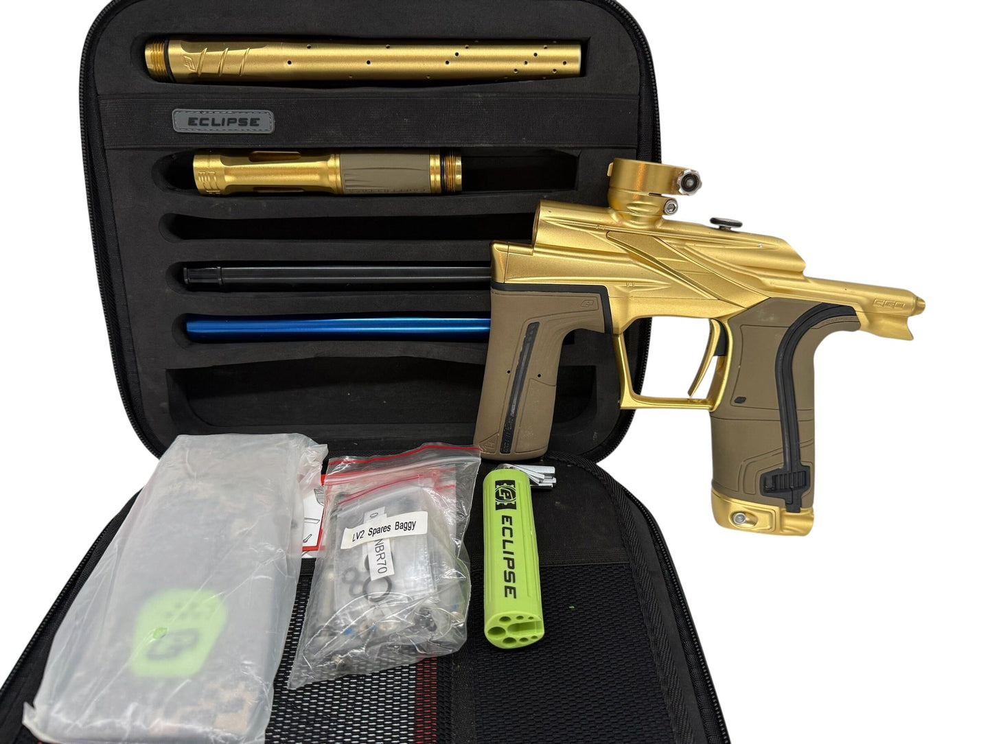 Used Plaent Eclispe Lv2 Paintball Gun Gold Paintball Gun from CPXBrosPaintball Buy/Sell/Trade Paintball Markers, New Paintball Guns, Paintball Hoppers, Paintball Masks, and Hormesis Headbands