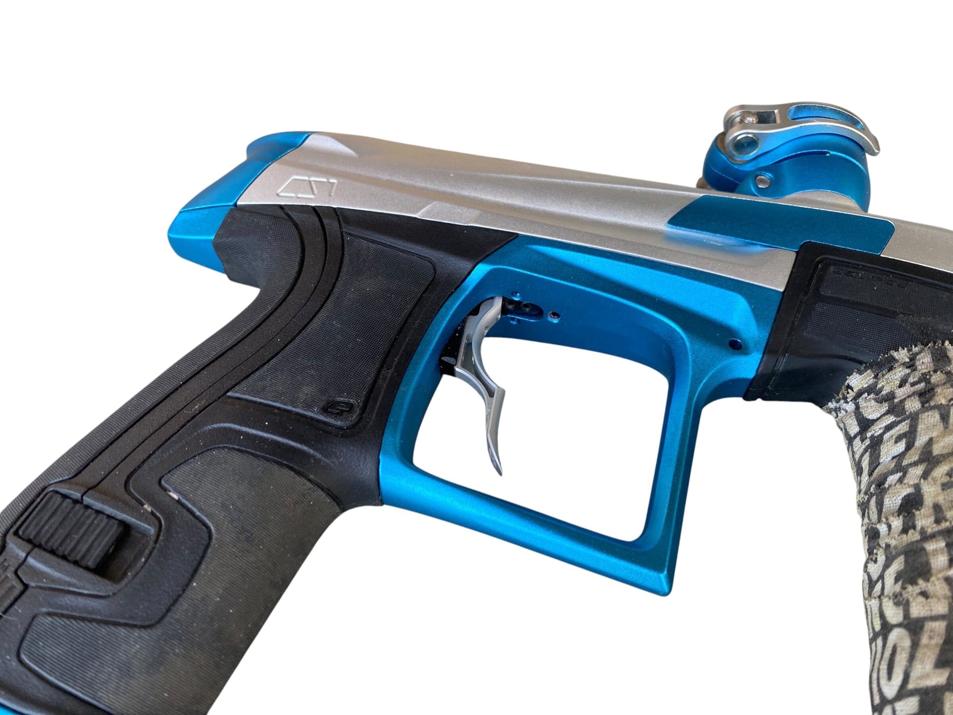 Used Planet Eclipse CS1 Silver/Teal W/ Shaft FR Paintball Gun Paintball Gun from CPXBrosPaintball Buy/Sell/Trade Paintball Markers, New Paintball Guns, Paintball Hoppers, Paintball Masks, and Hormesis Headbands