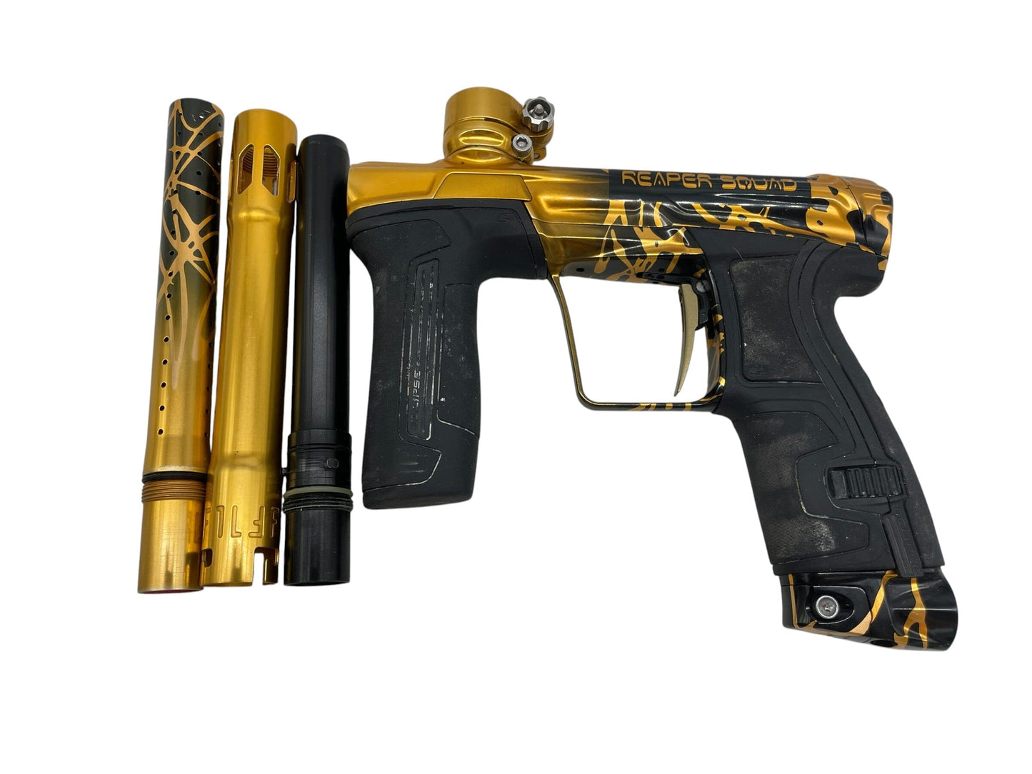 Used Planet Eclipse CS2 "Reaper Squad" Black/Gold Splash Paintball Gun Paintball Gun from CPXBrosPaintball Buy/Sell/Trade Paintball Markers, New Paintball Guns, Paintball Hoppers, Paintball Masks, and Hormesis Headbands