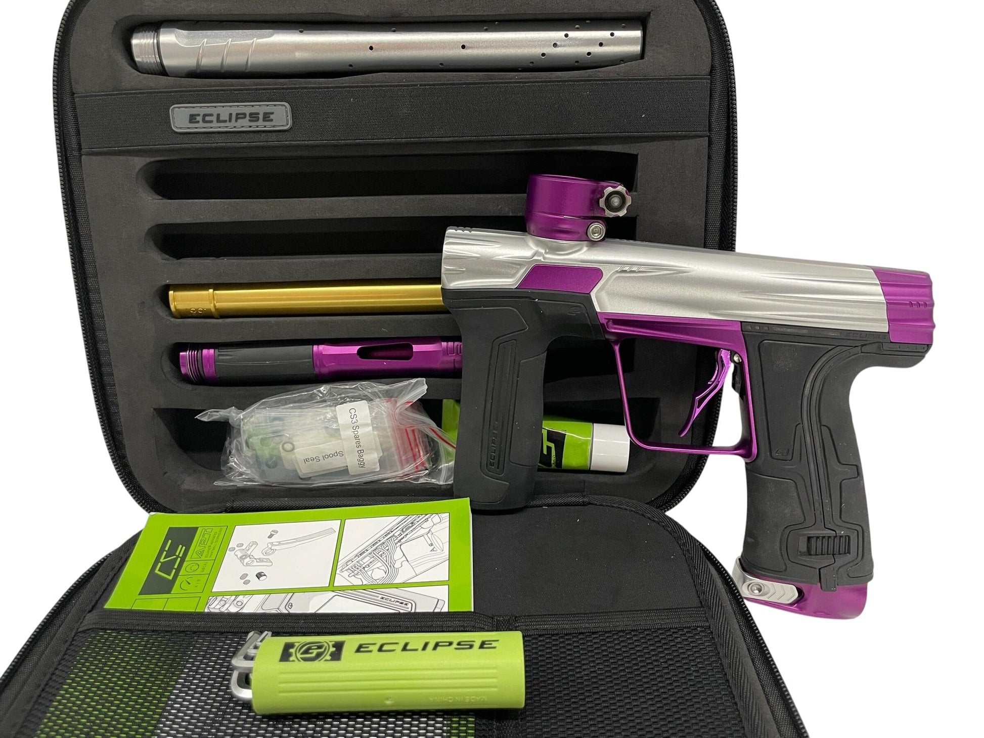 Used Planet Eclipse Cs3 Paintball Gun Silver/Purple Paintball Gun from CPXBrosPaintball Buy/Sell/Trade Paintball Markers, New Paintball Guns, Paintball Hoppers, Paintball Masks, and Hormesis Headbands