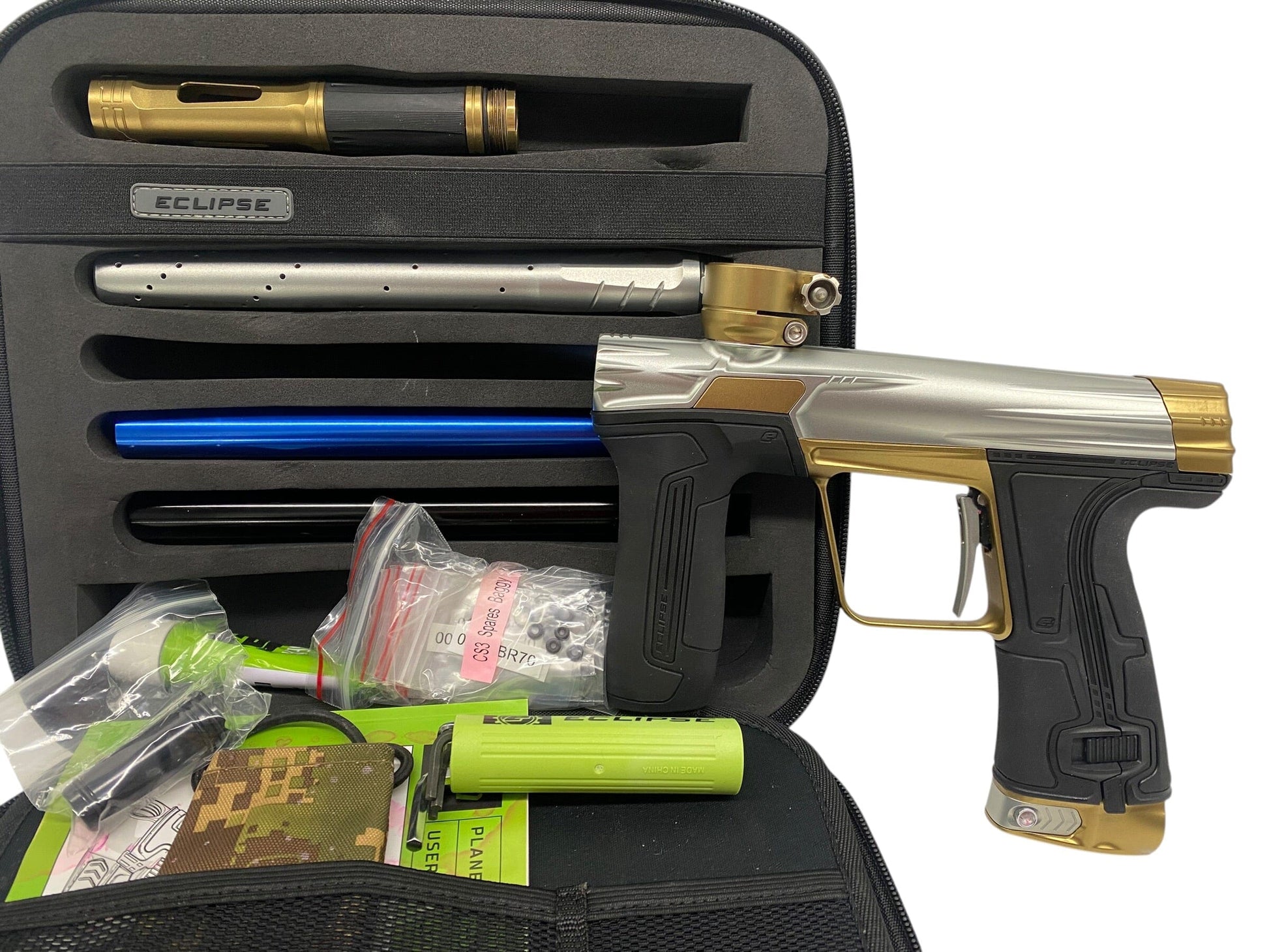 Used Planet Eclipse CS3 Silver/Gold Paintball Gun Paintball Gun from CPXBrosPaintball Buy/Sell/Trade Paintball Markers, New Paintball Guns, Paintball Hoppers, Paintball Masks, and Hormesis Headbands