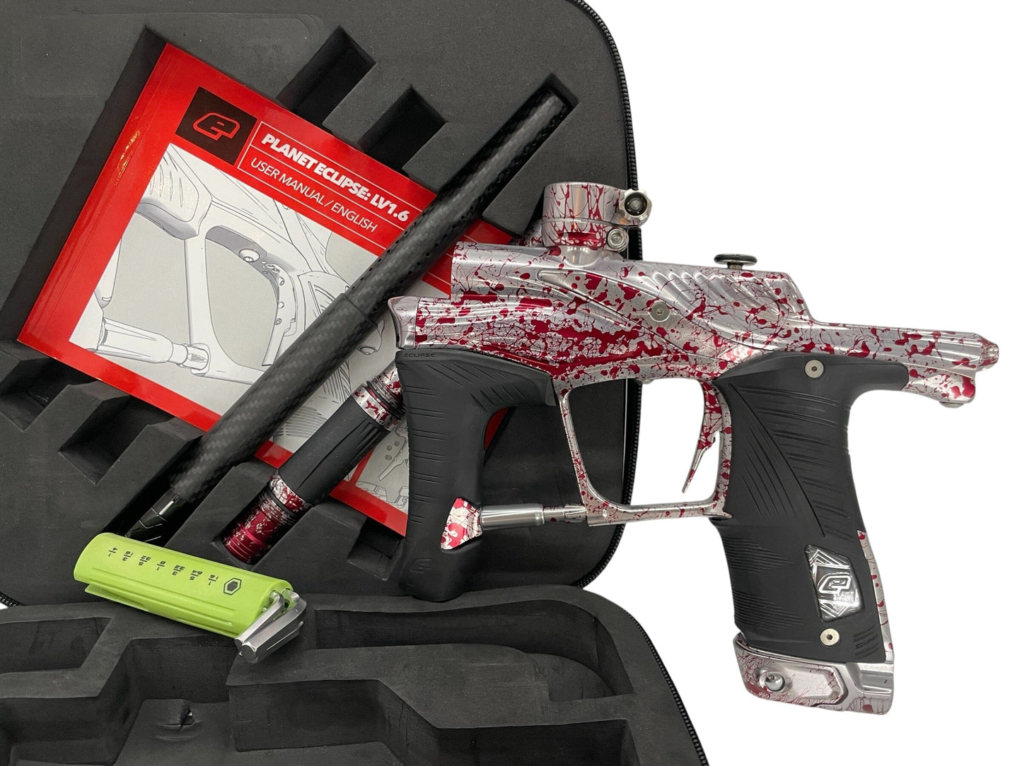 Used Planet Eclipse Ego LV1.6 Teahupo'o Blood Spatter Paintball Gun Paintball Gun from CPXBrosPaintball Buy/Sell/Trade Paintball Markers, New Paintball Guns, Paintball Hoppers, Paintball Masks, and Hormesis Headbands
