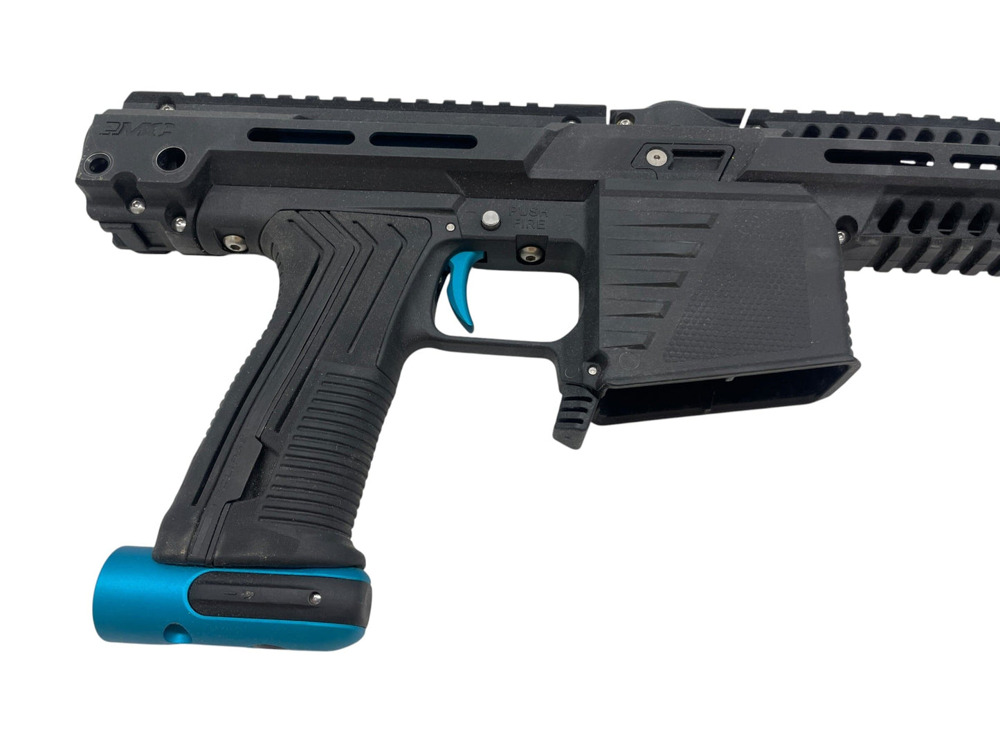 Used Planet Eclipse EMF100 Black/Teal Paintball Gun Paintball Gun from CPXBrosPaintball Buy/Sell/Trade Paintball Markers, New Paintball Guns, Paintball Hoppers, Paintball Masks, and Hormesis Headbands