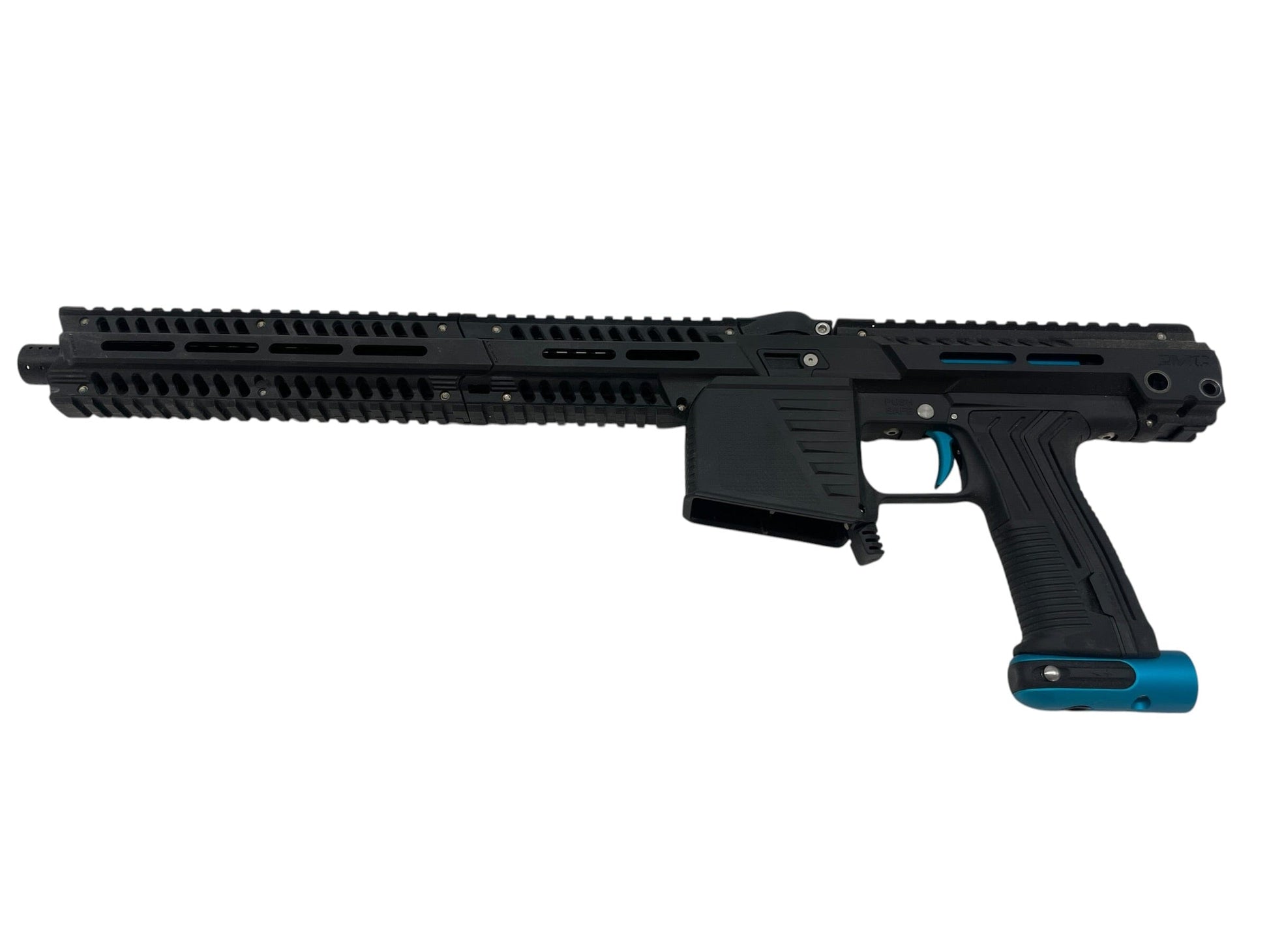 Used Planet Eclipse EMF100 Black/Teal Paintball Gun Paintball Gun from CPXBrosPaintball Buy/Sell/Trade Paintball Markers, New Paintball Guns, Paintball Hoppers, Paintball Masks, and Hormesis Headbands
