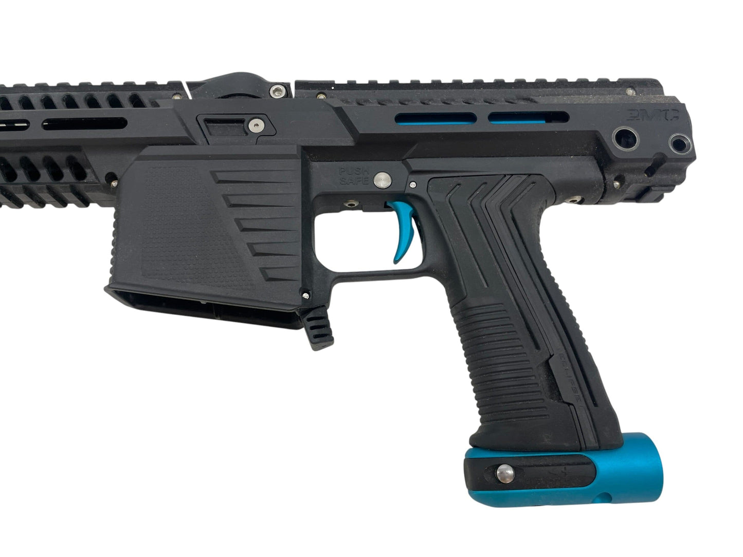 Used Planet Eclipse EMF100 Black/Teal Paintball Gun Paintball Gun from CPXBrosPaintball Buy/Sell/Trade Paintball Markers, New Paintball Guns, Paintball Hoppers, Paintball Masks, and Hormesis Headbands
