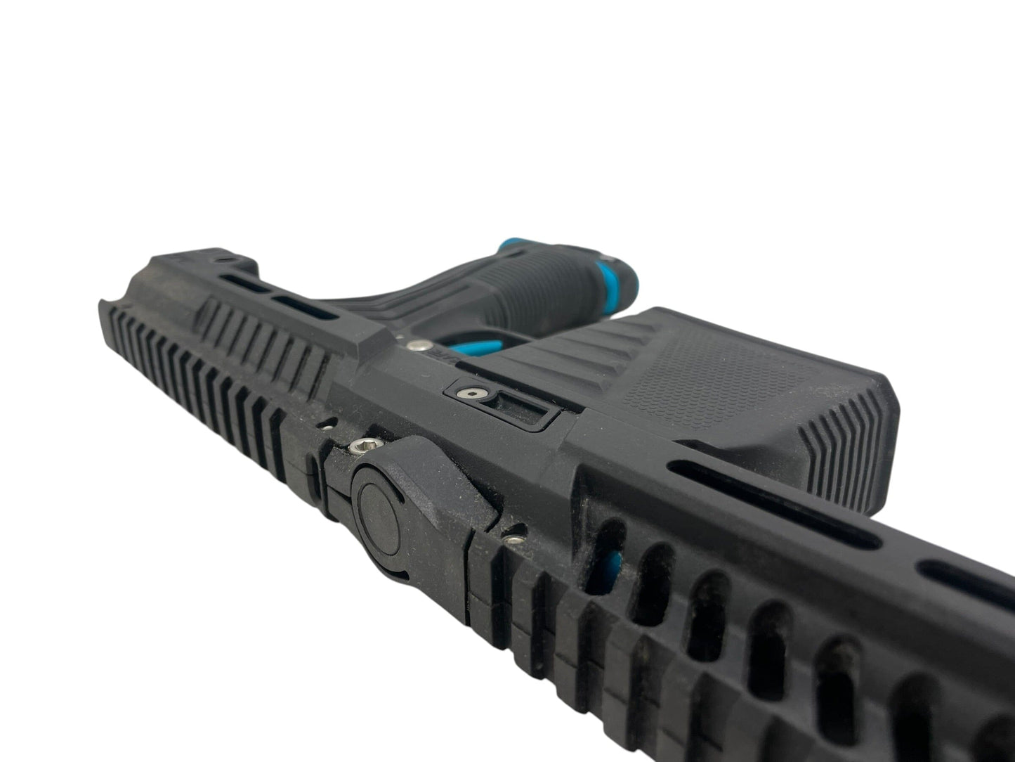 Used Planet Eclipse EMF100 Black/Teal Paintball Gun Paintball Gun from CPXBrosPaintball Buy/Sell/Trade Paintball Markers, New Paintball Guns, Paintball Hoppers, Paintball Masks, and Hormesis Headbands