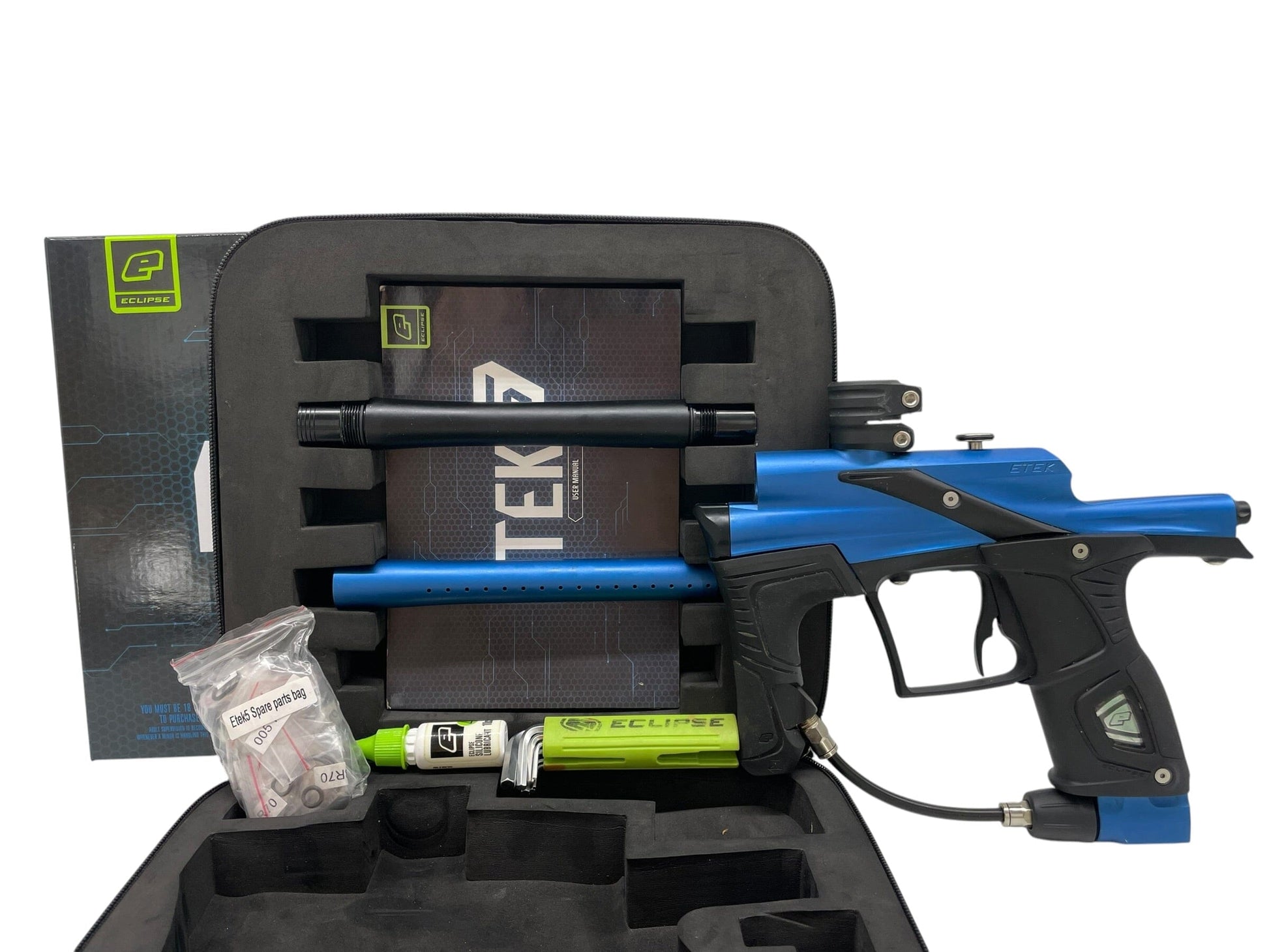 Used Planet Eclipse Etek 5 OLED Blue/Black Paintball Gun Paintball Gun from CPXBrosPaintball Buy/Sell/Trade Paintball Markers, New Paintball Guns, Paintball Hoppers, Paintball Masks, and Hormesis Headbands