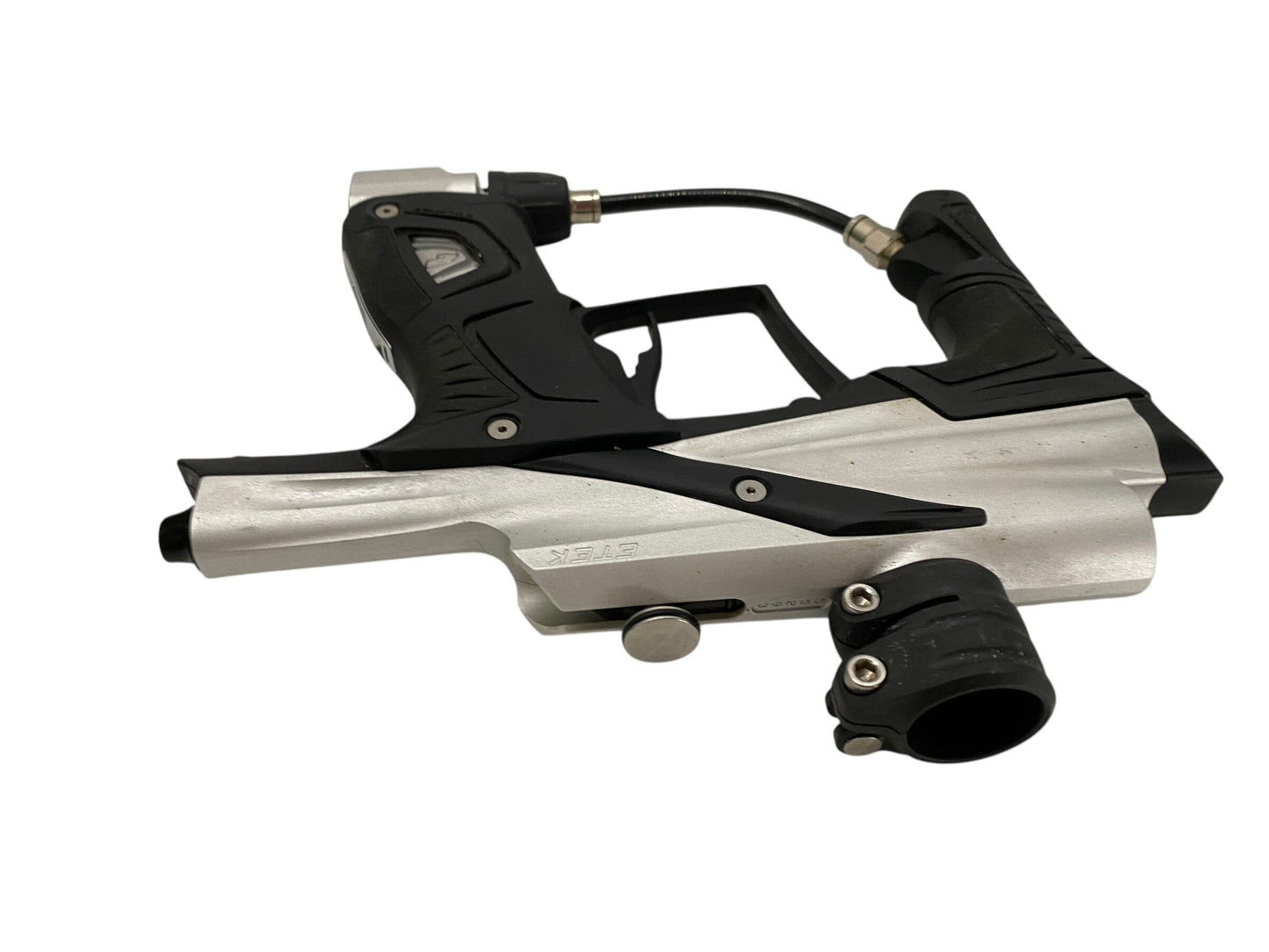 Used Planet Eclipse Etek 5 OLED Silver/Black Paintball Gun Paintball Gun from CPXBrosPaintball Buy/Sell/Trade Paintball Markers, New Paintball Guns, Paintball Hoppers, Paintball Masks, and Hormesis Headbands