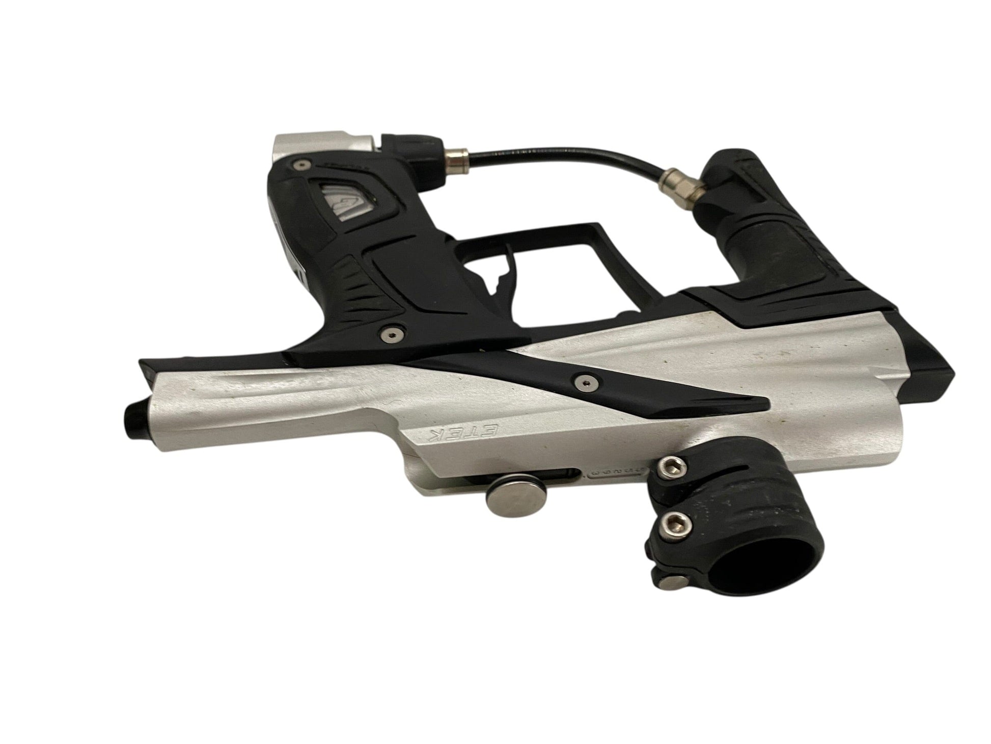 Used Planet Eclipse Etek 5 OLED Silver/Black Paintball Gun Paintball Gun from CPXBrosPaintball Buy/Sell/Trade Paintball Markers, New Paintball Guns, Paintball Hoppers, Paintball Masks, and Hormesis Headbands